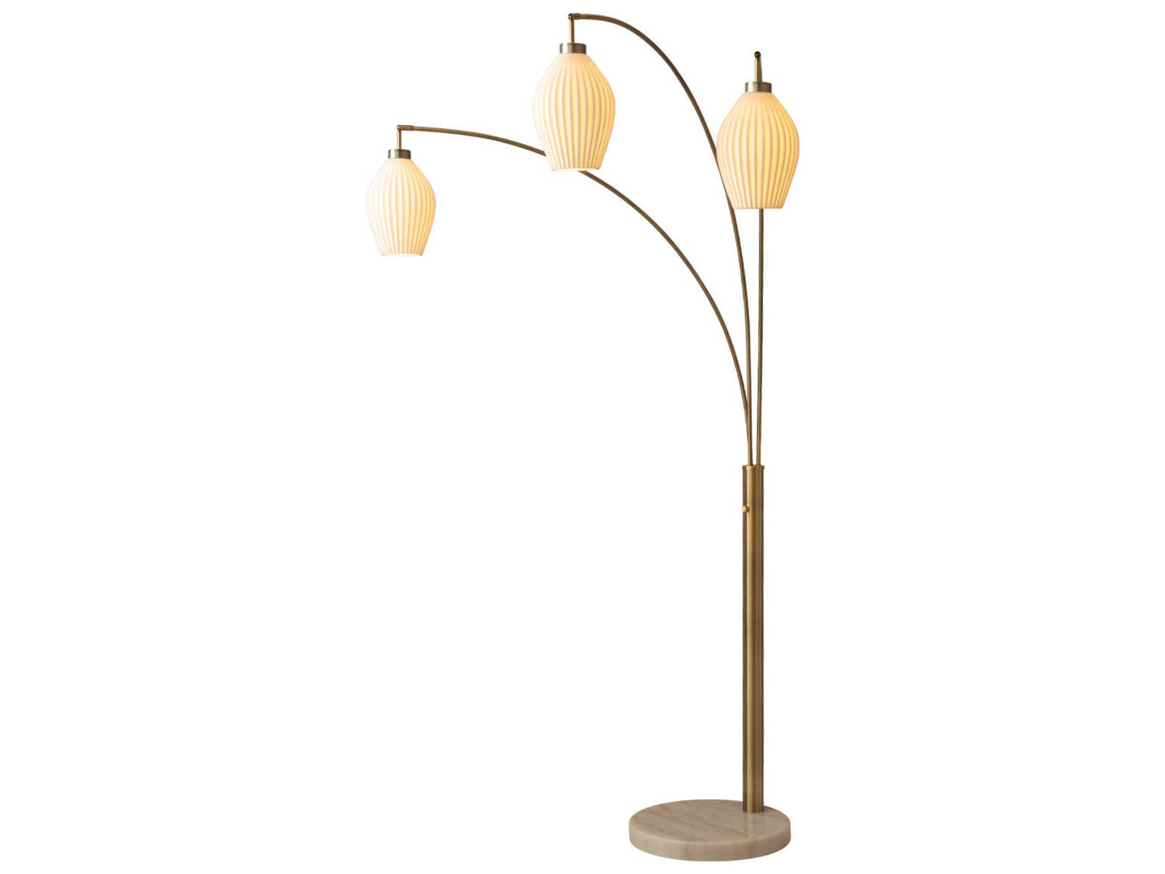 Nova Bone Porcelain Santa Clara Weathered Brass Walnut White Floor Lamp