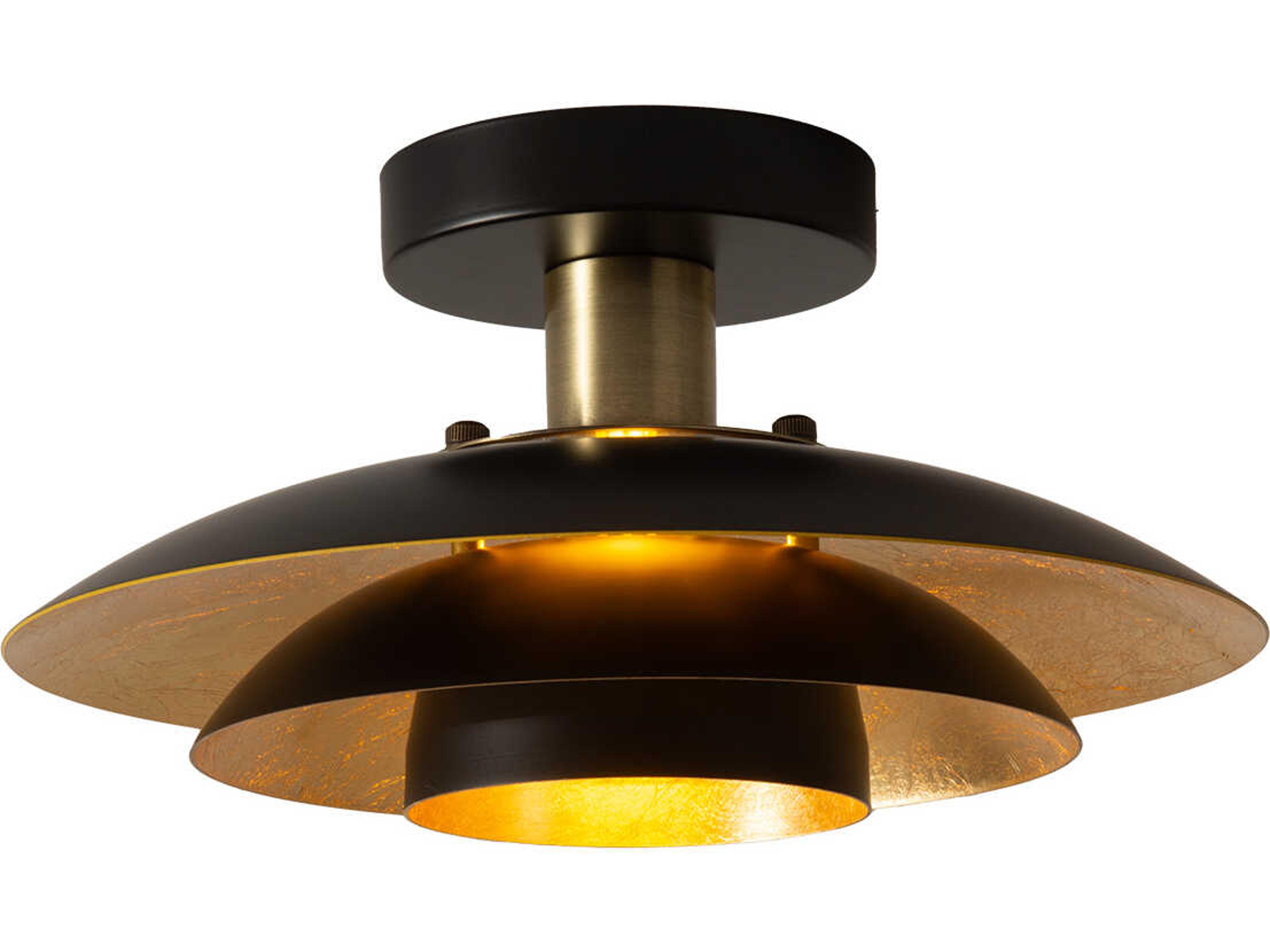 Nova Rancho Mirage 1-Light Matte Black Weathered Brass Dome Semi Flush Mount