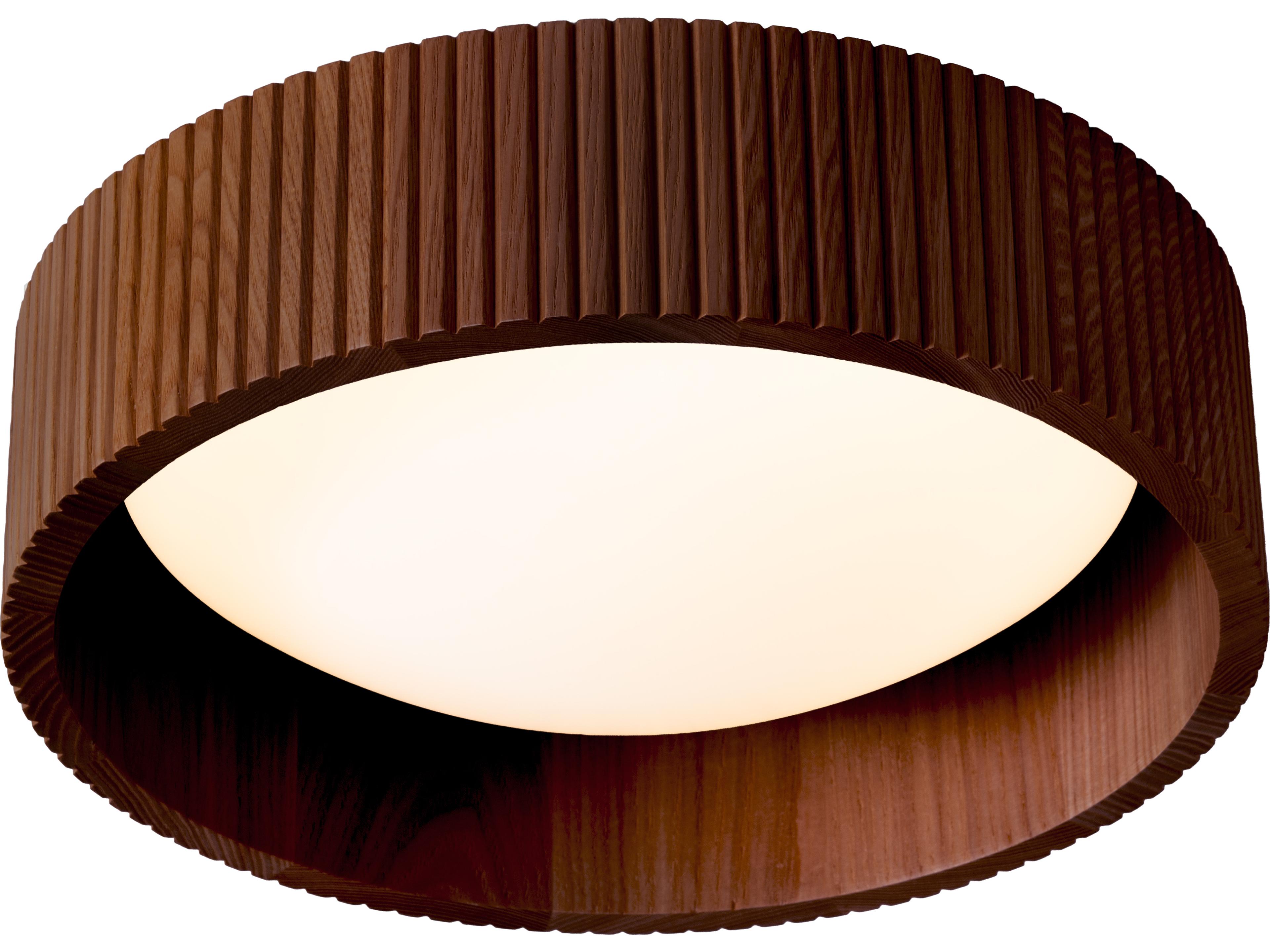 Nova Tambo 1-Light Weathered Brass & Walnut Drum Flush Mount
