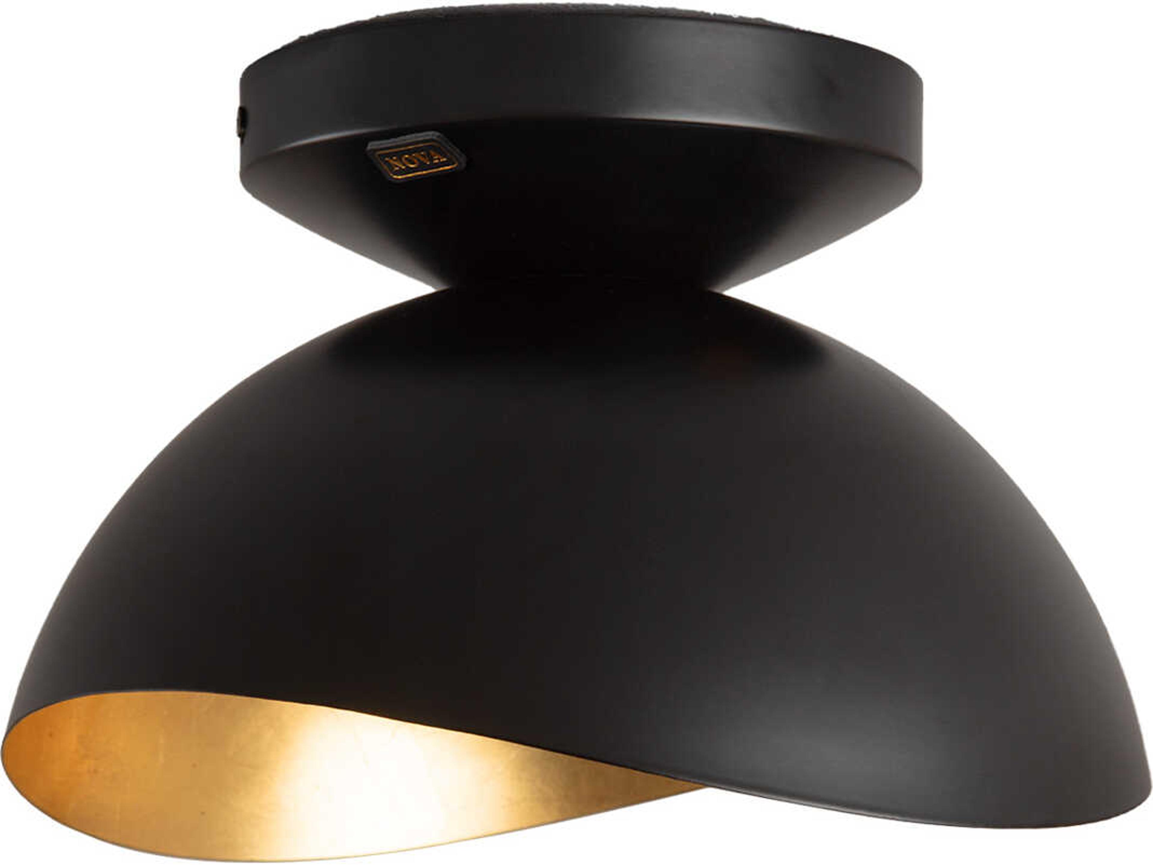 Nova Luna Bella 1-Light Matte Black Weathered Brass Flush Mount