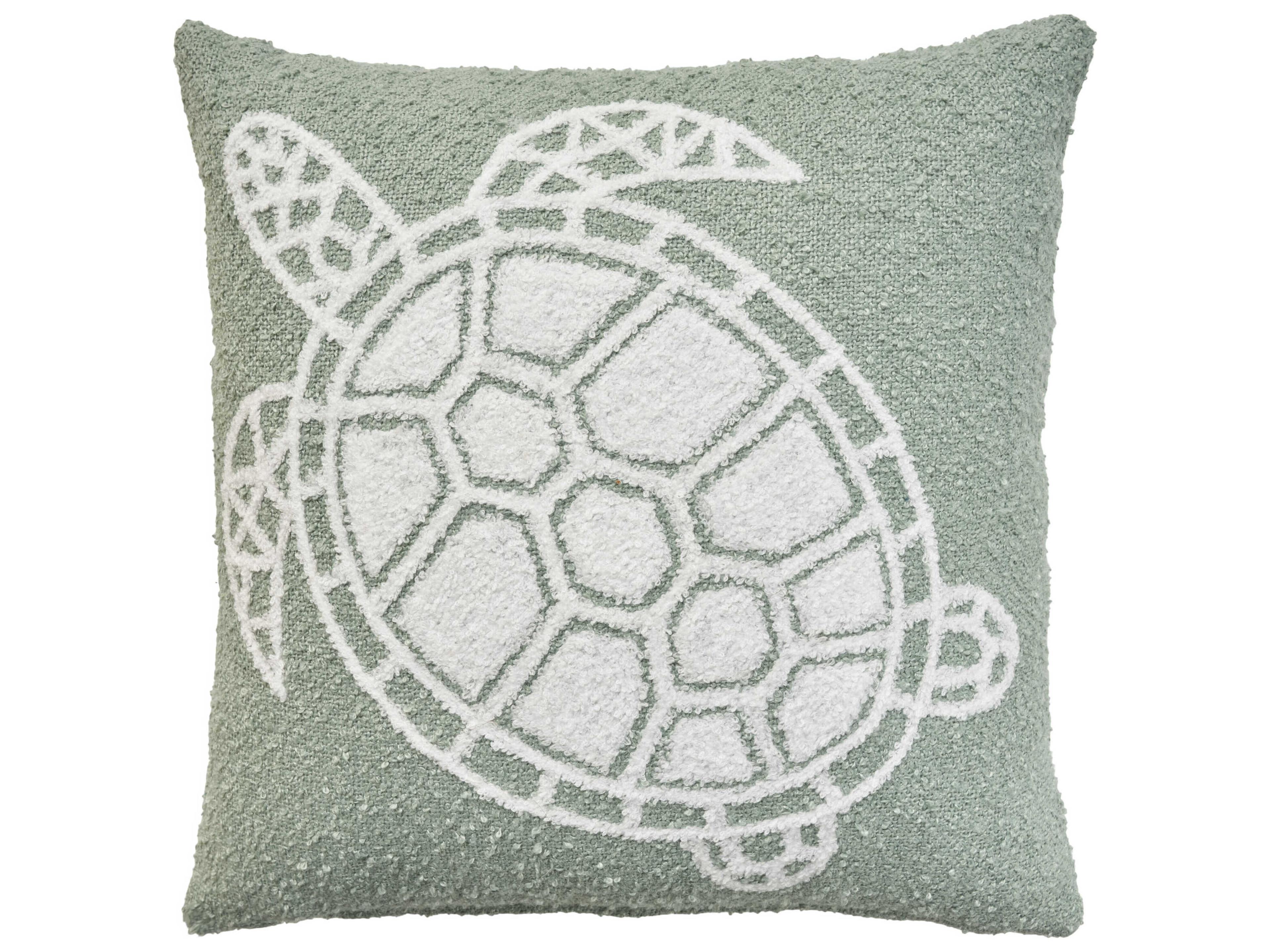 Nourison Mina Victory Outdoor Aqua Emb Sea Turtle Pillow