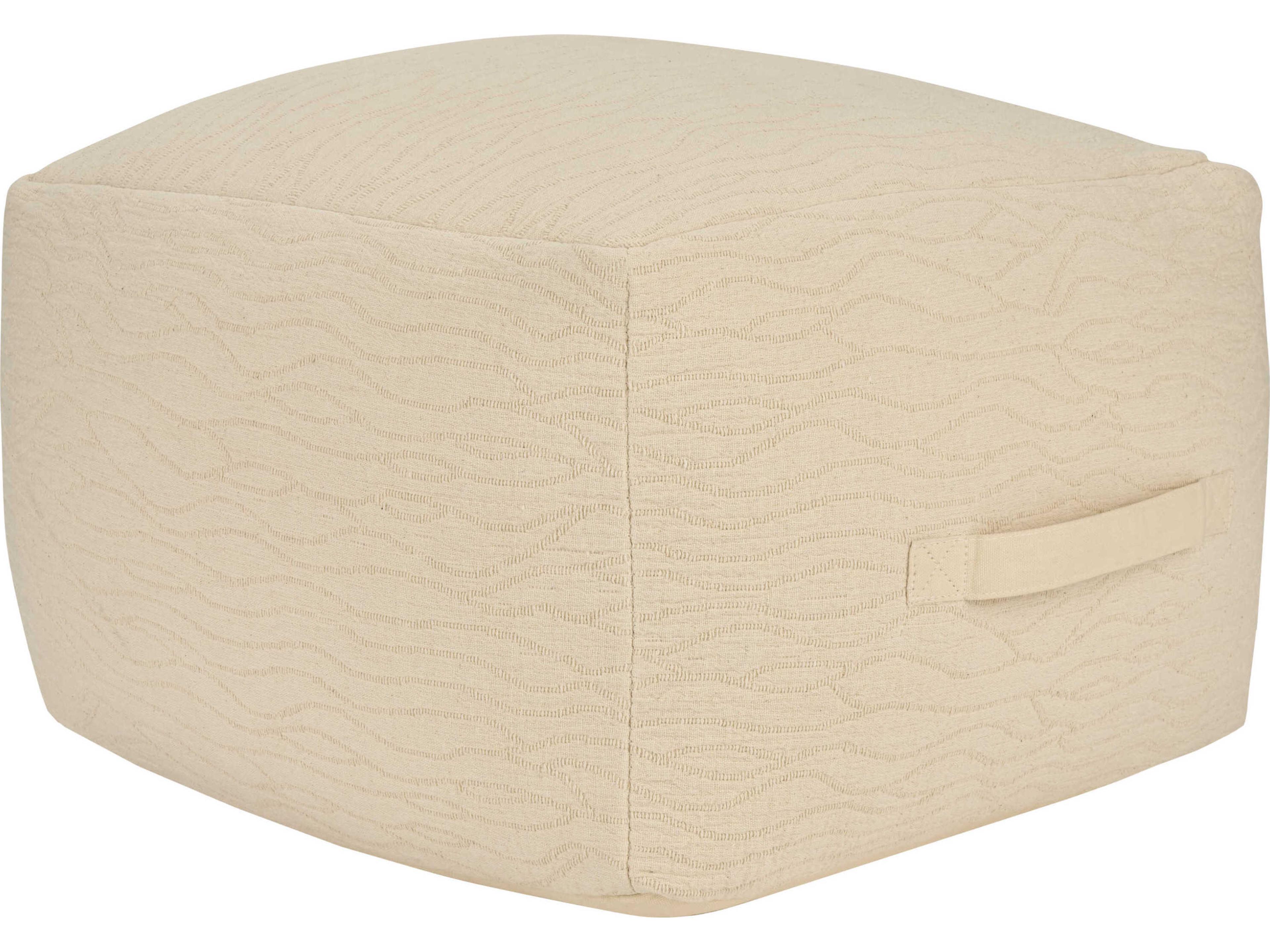 Nourison Lifestyle Ivory Beige Upholstered Ottoman