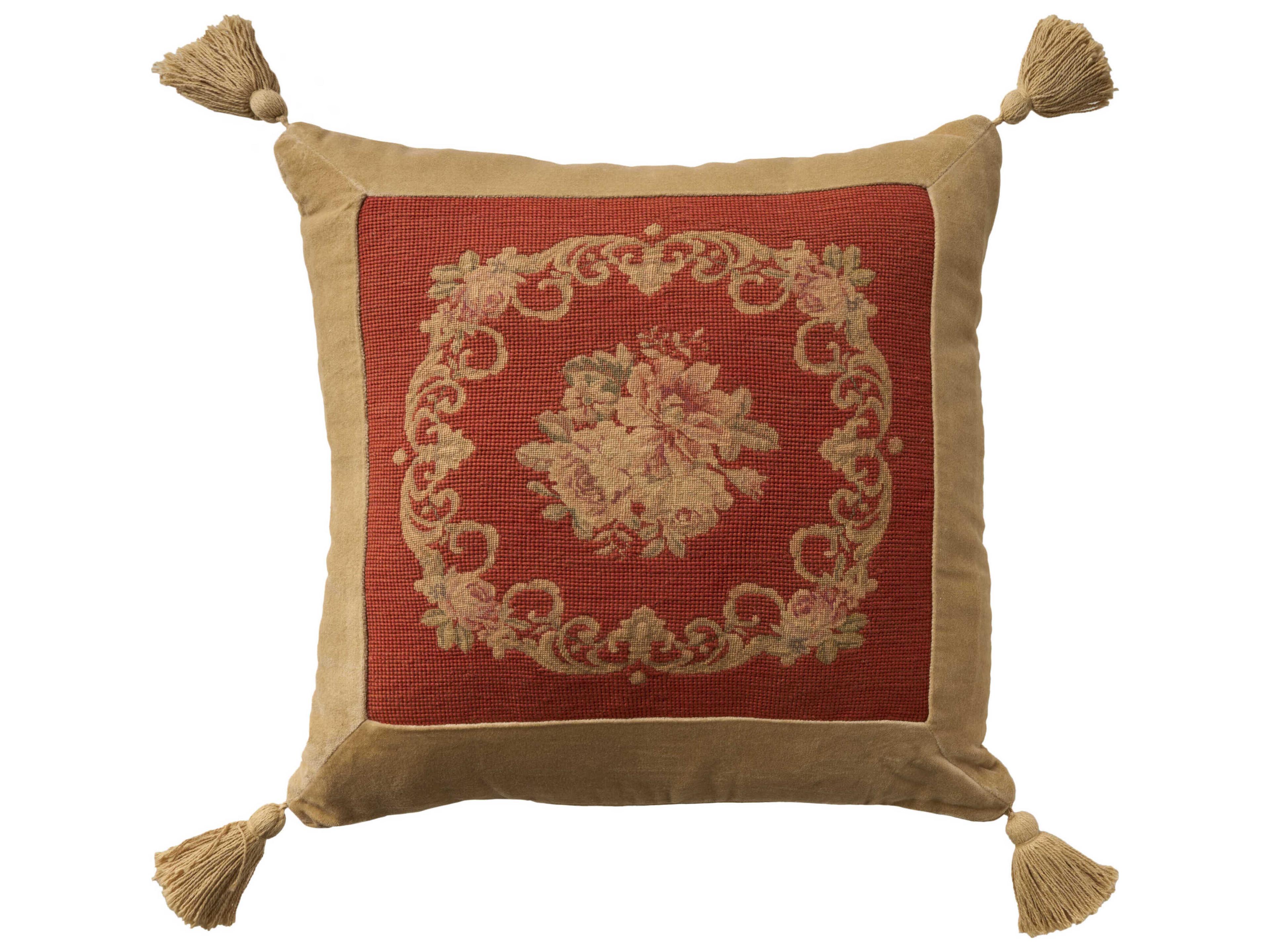 Nourison Mina Victory Vintage Floral Center 17" x 17" Coral Pillow