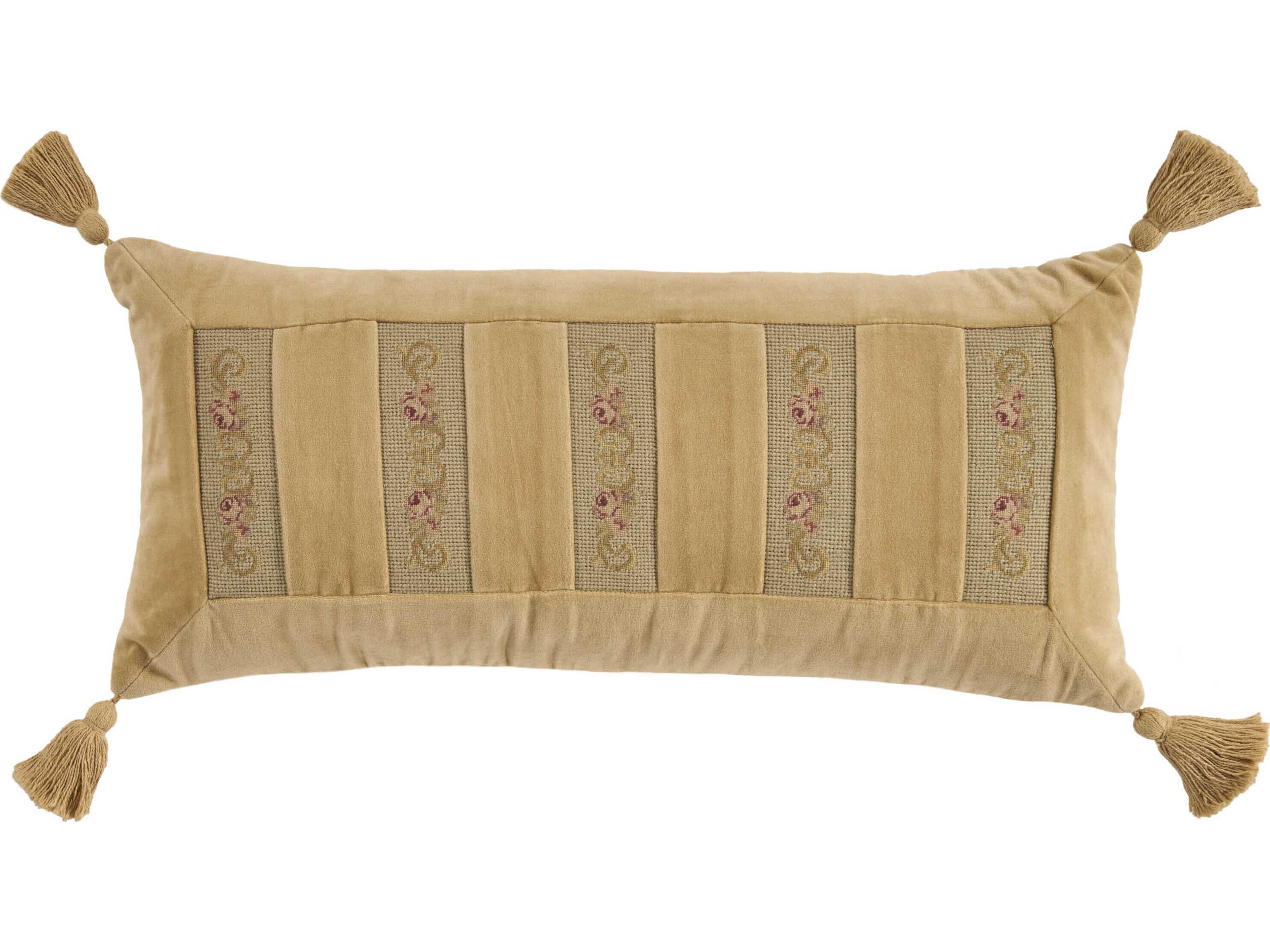 Nourison Mina Victory Vintage Floral Stripes 13" x 27" Seafoam Pillow