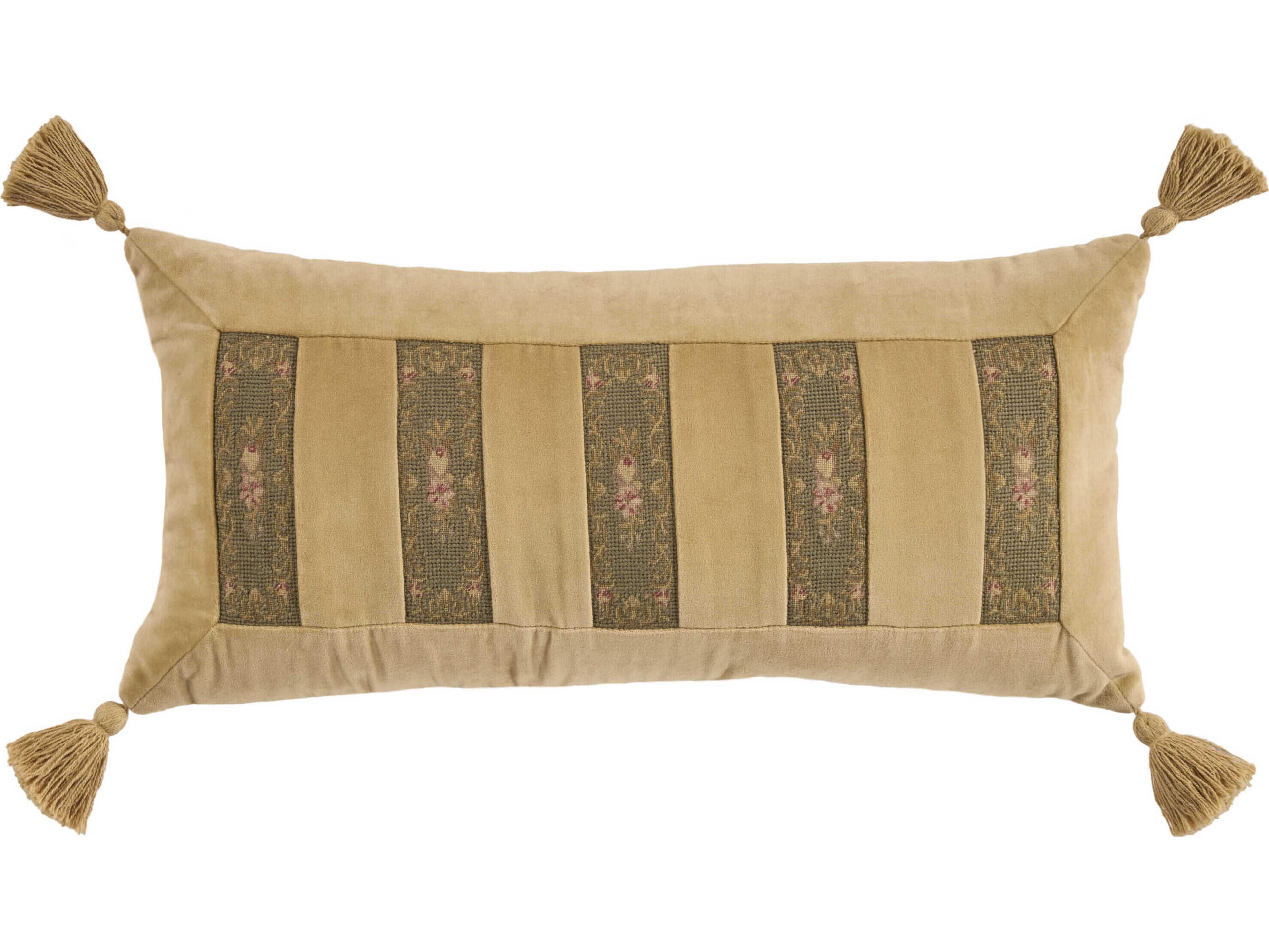 Nourison Mina Victory Vintage Floral Stripes 13" x 27" Sage Pillow