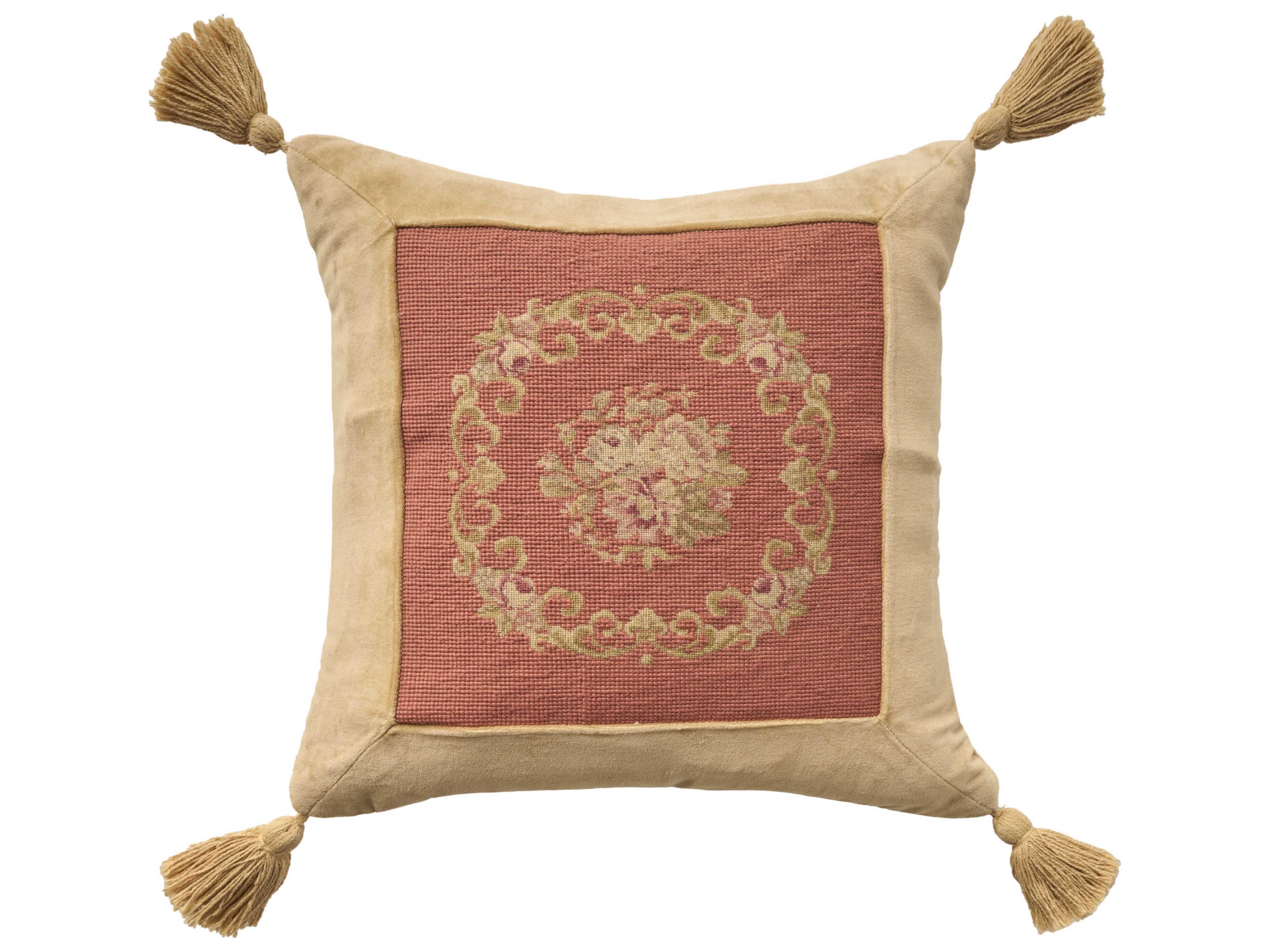 Nourison Mina Victory Vintage Floral Center 18" x 18" Coral Pillow