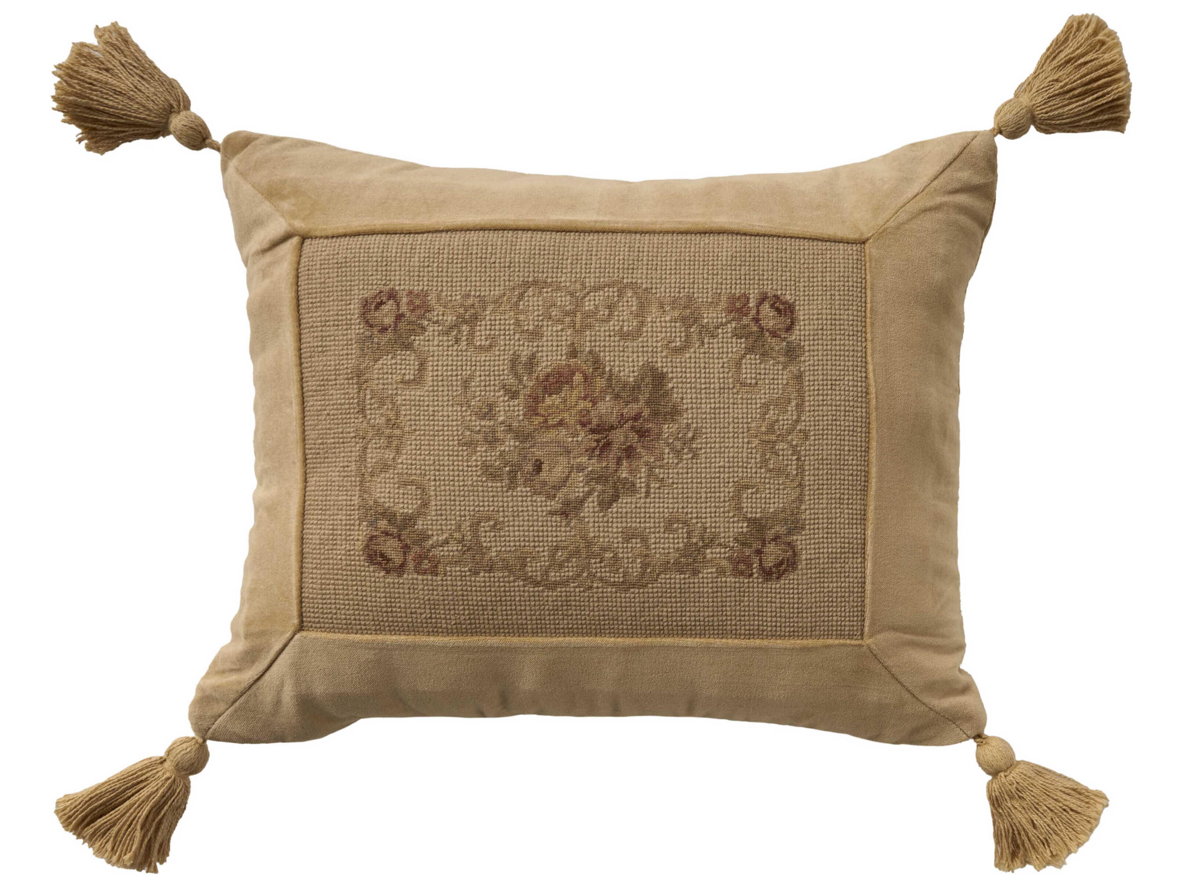 Nourison Mina Victory Vintage Floral Center 14" x 18" Beige Pillow