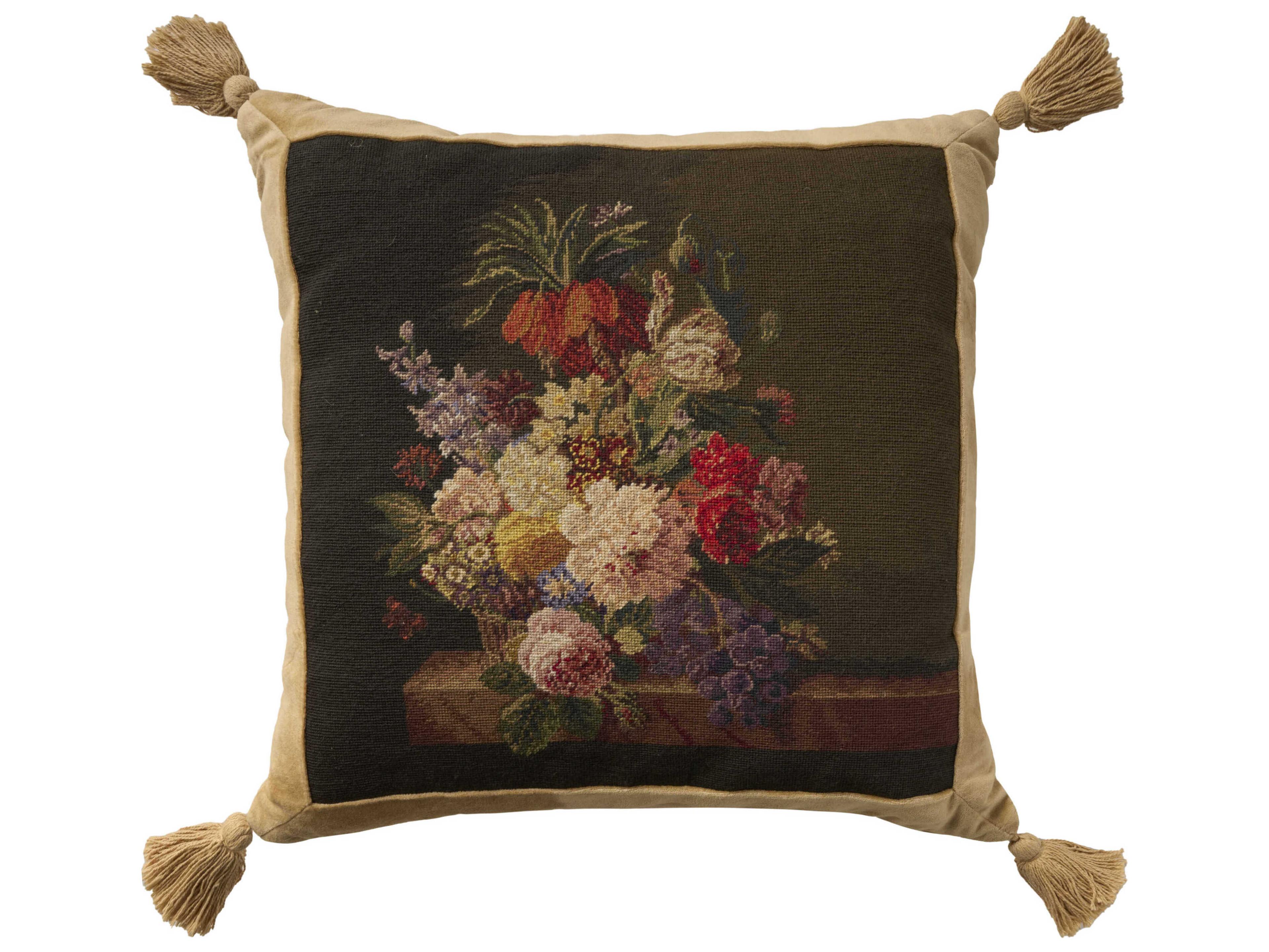 Nourison Mina Victory Vintage Flower Basket 20" x 20" Multicolor Pillow