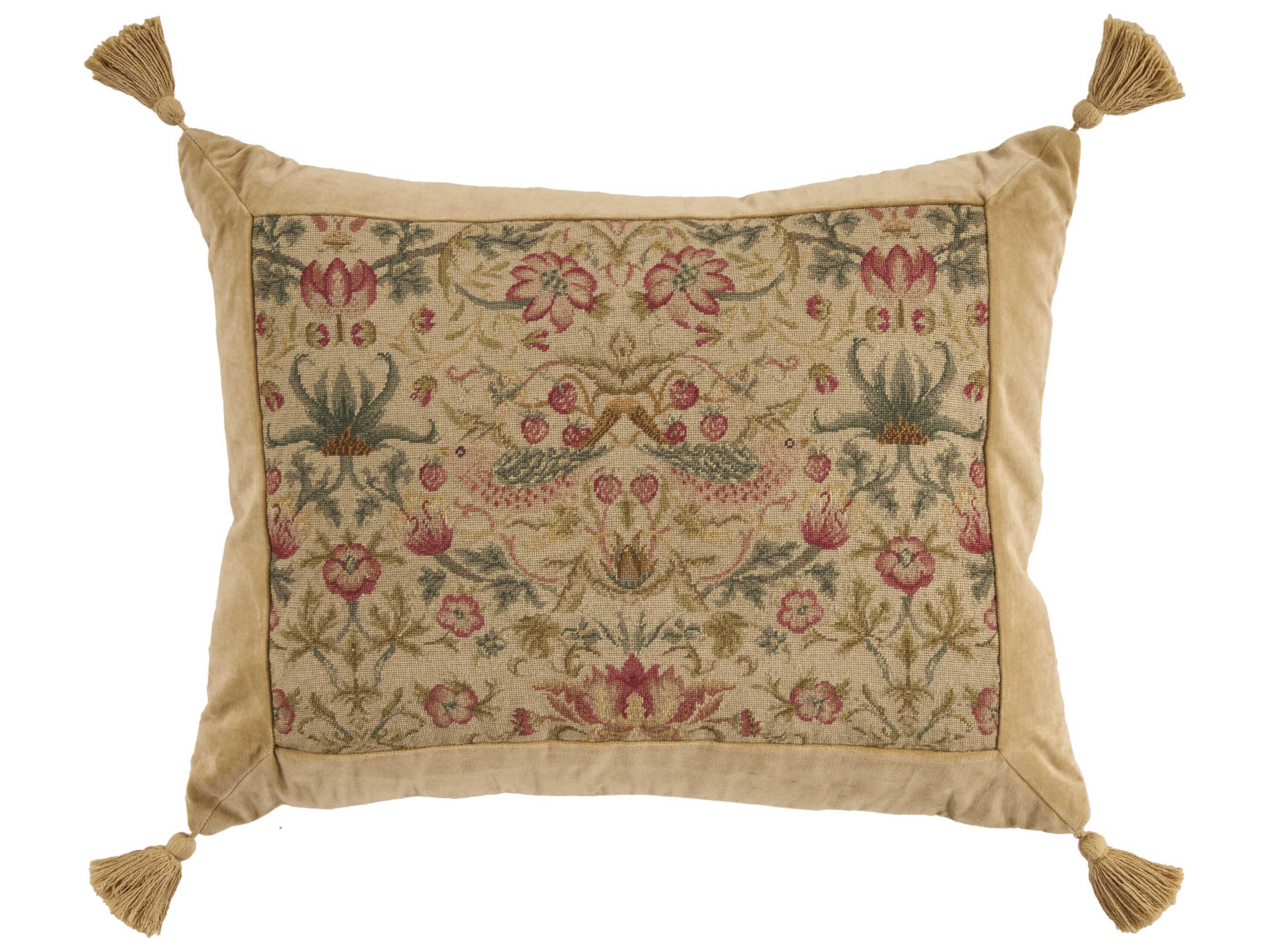 Nourison Mina Victory Vintage Wm Morris 20" x 26" Beige Pillow