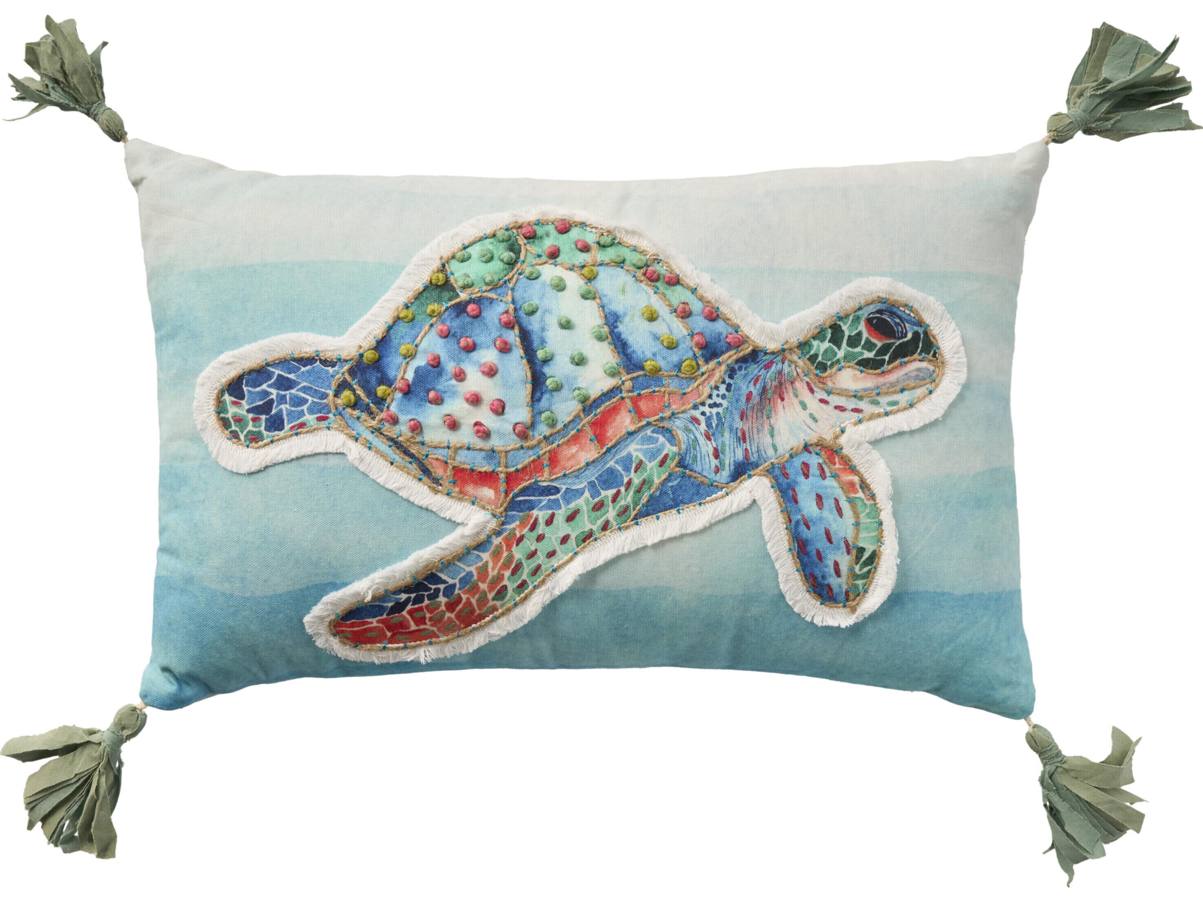 Nourison Mina Victory Coastal Embellished S.Turtle Pillow