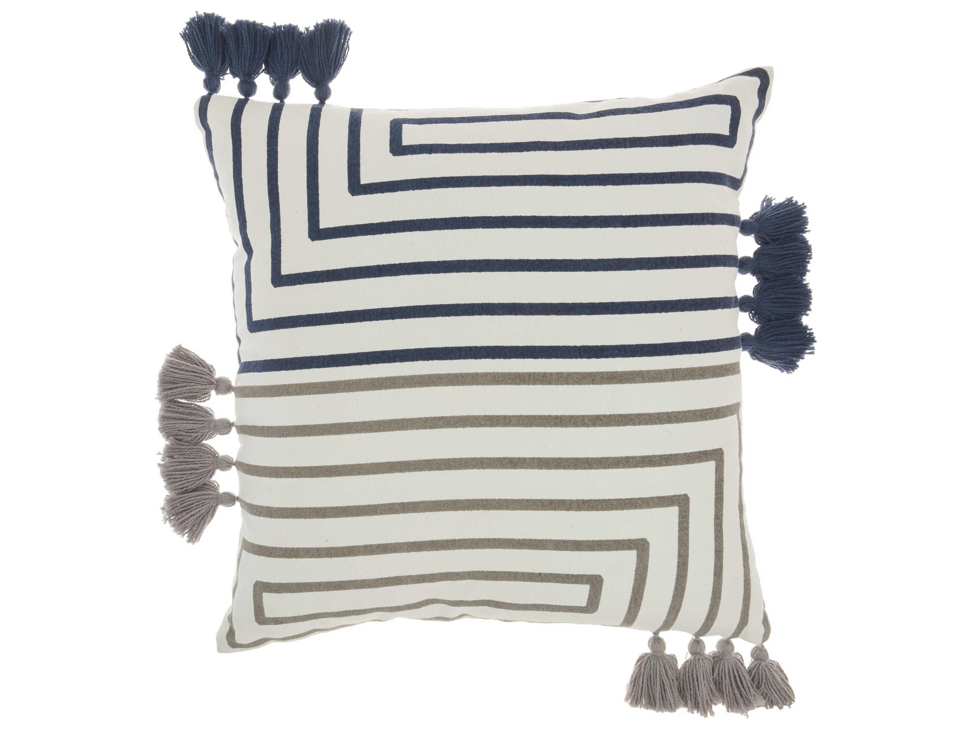 Nourison Life Styles Light Grey / Navy 18" x 18" Pillow