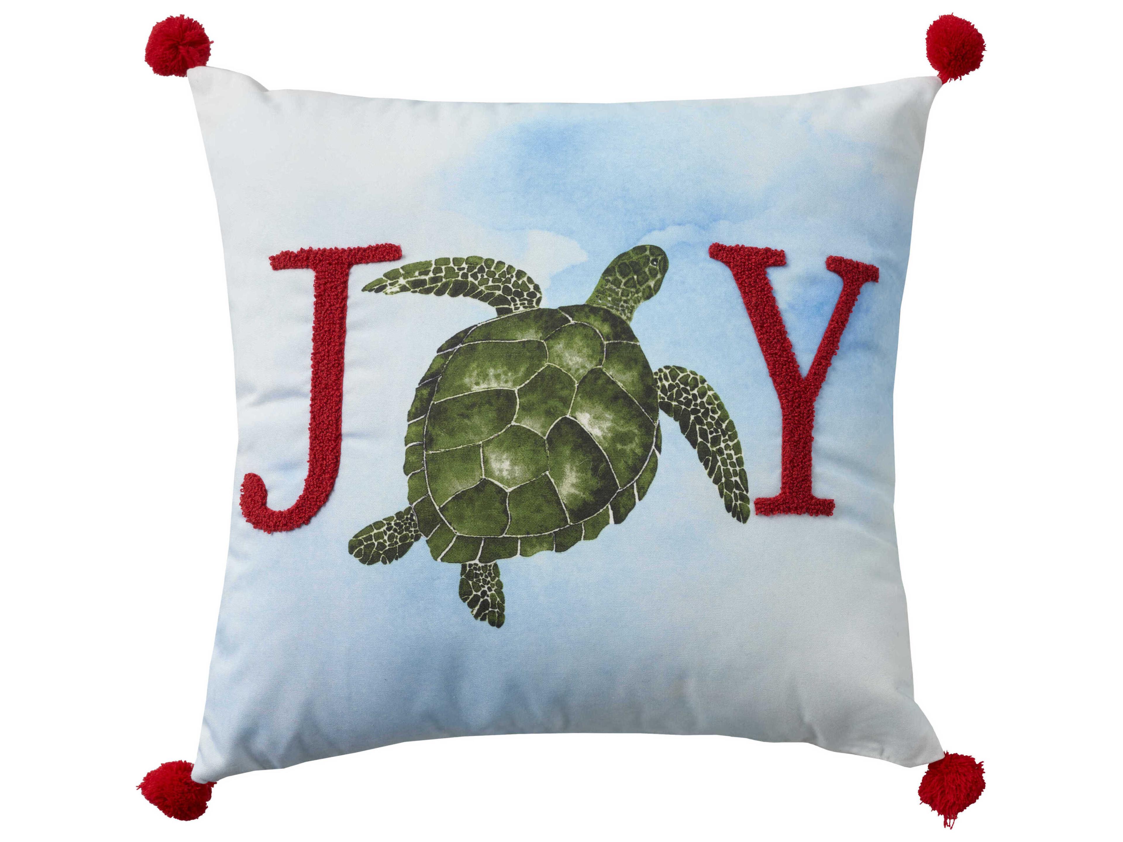 Nourison Holiday Pillows Multicolor 18" x 18" Joy Sea Turtle Pillow