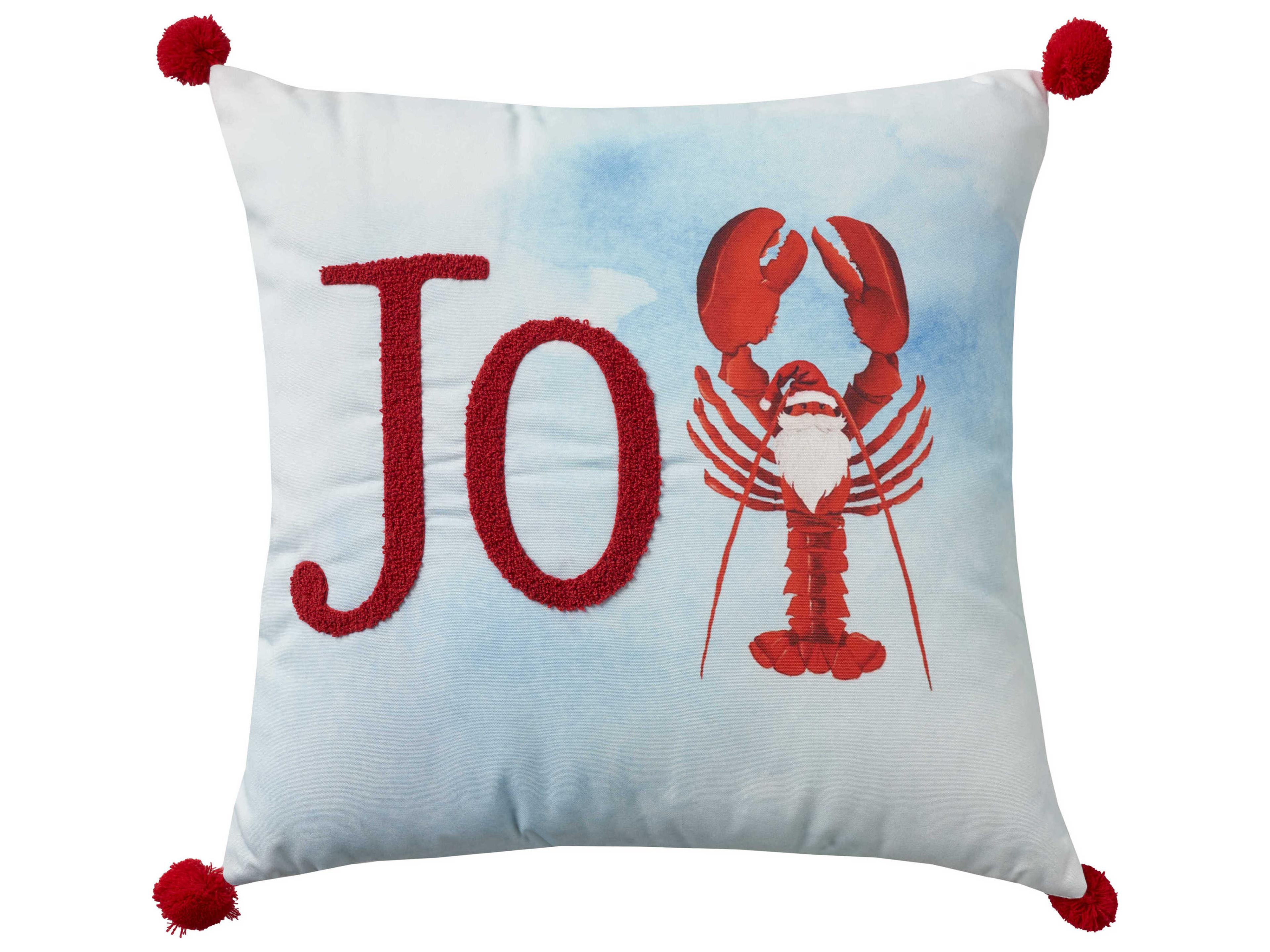Nourison Holiday Pillows Multicolor 18" x 18" Lobster Santa Hat Pillow