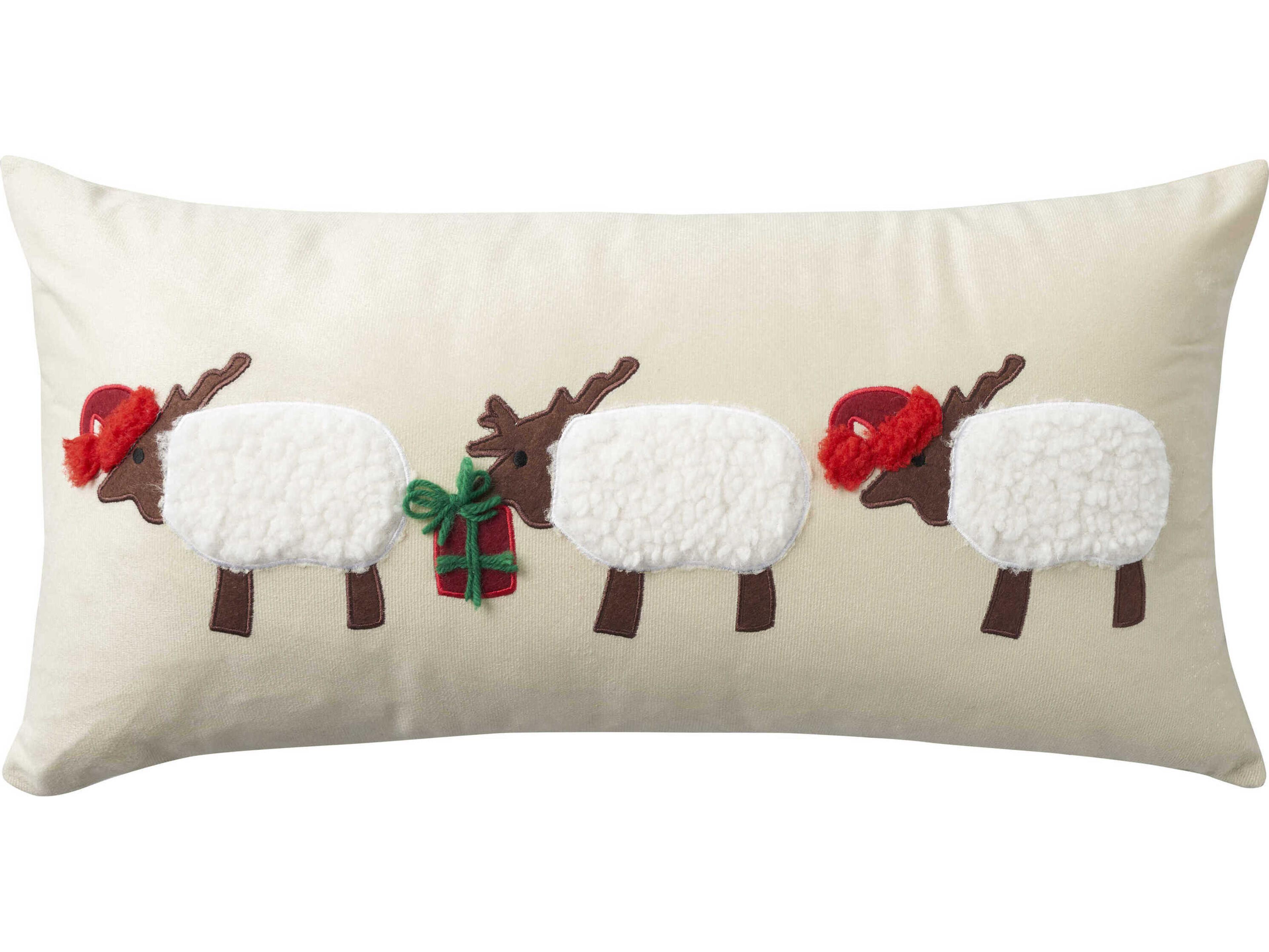 Holiday Pillows Beige 12" x 24" Applique Sheet Pillow