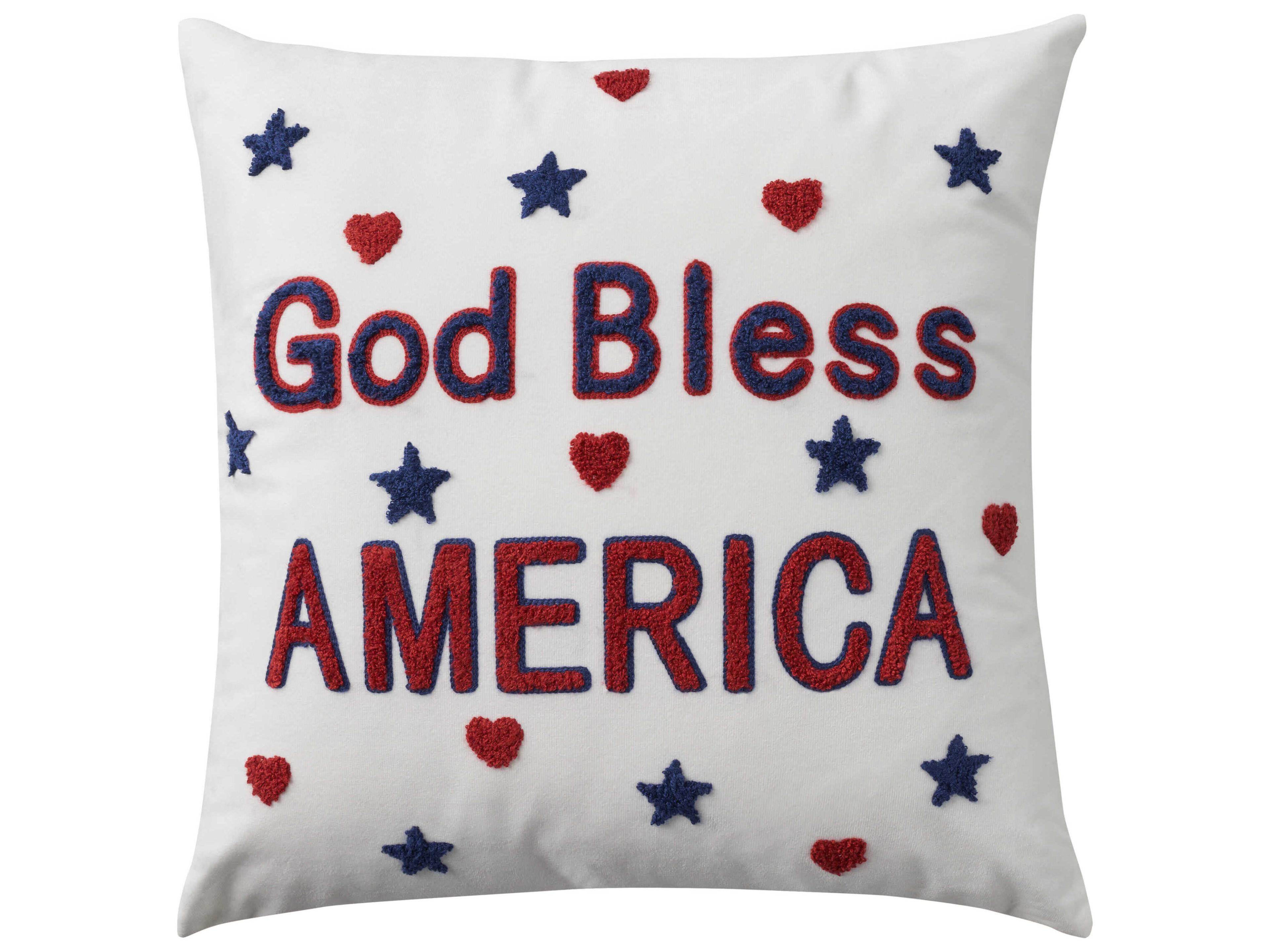 Holiday Pillows White 18" x 18" God Bless America Pillow