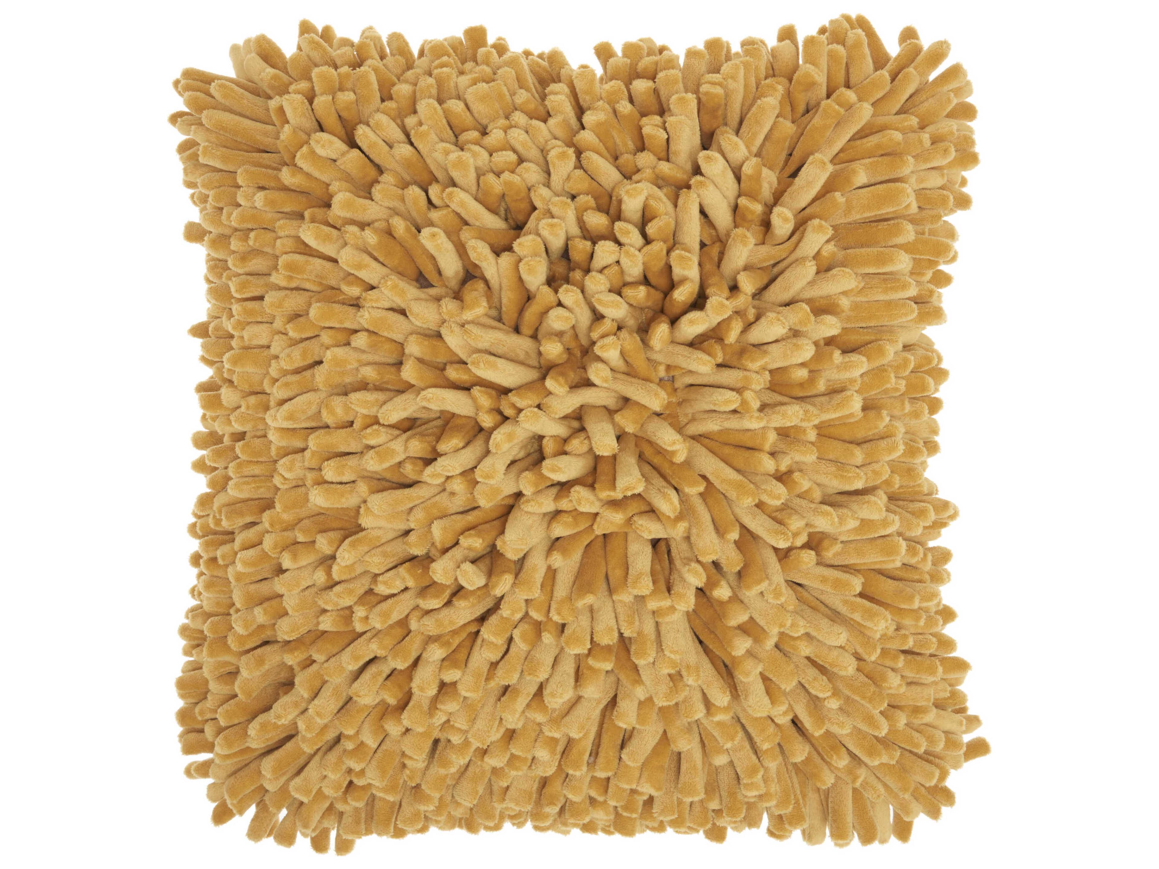 Nourison Sofia Mustard 20" x 20" Velvet Sponge Finger Pillow