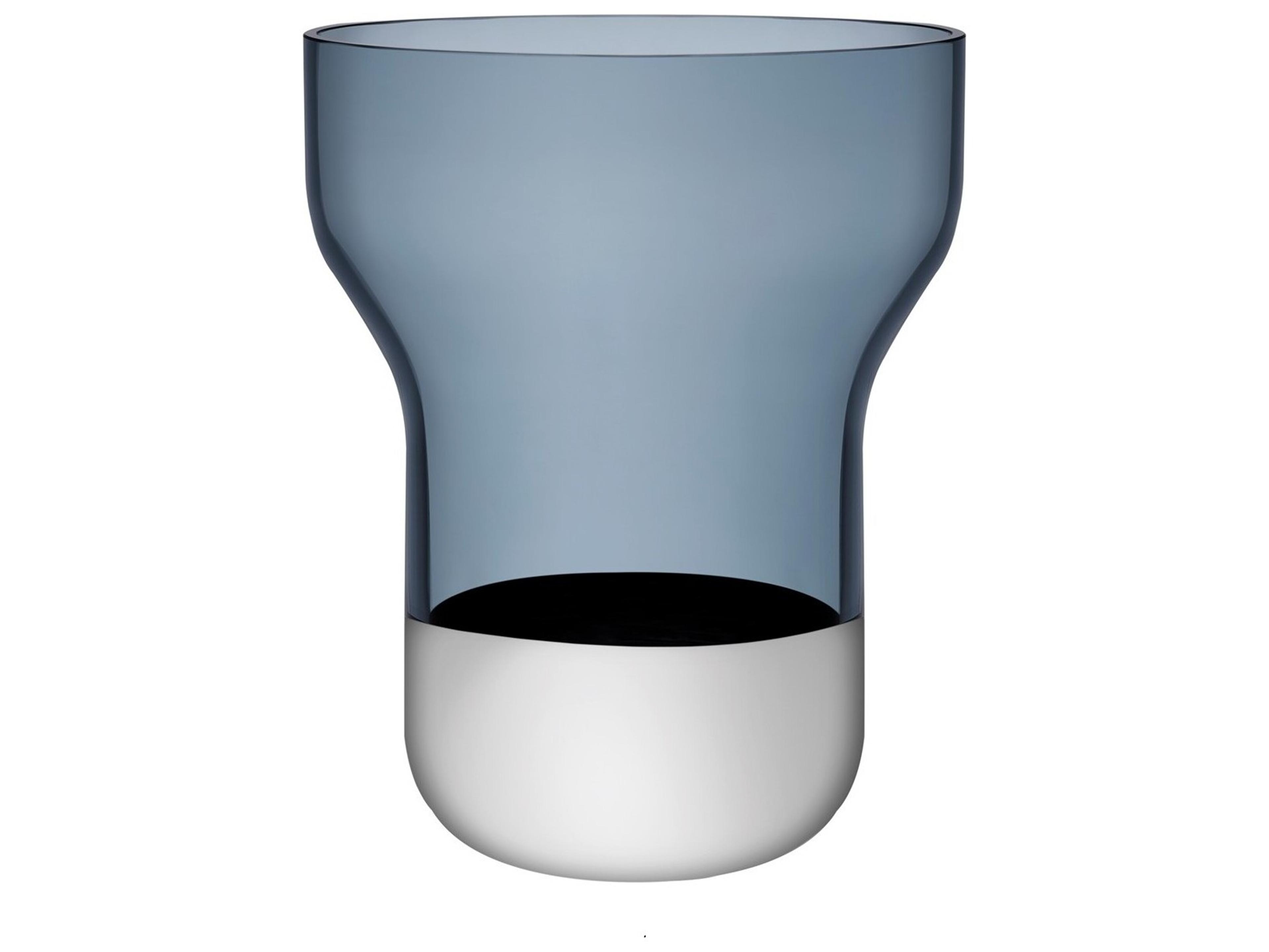 NUDE Contour Steel Blue Platinum Wide Vase