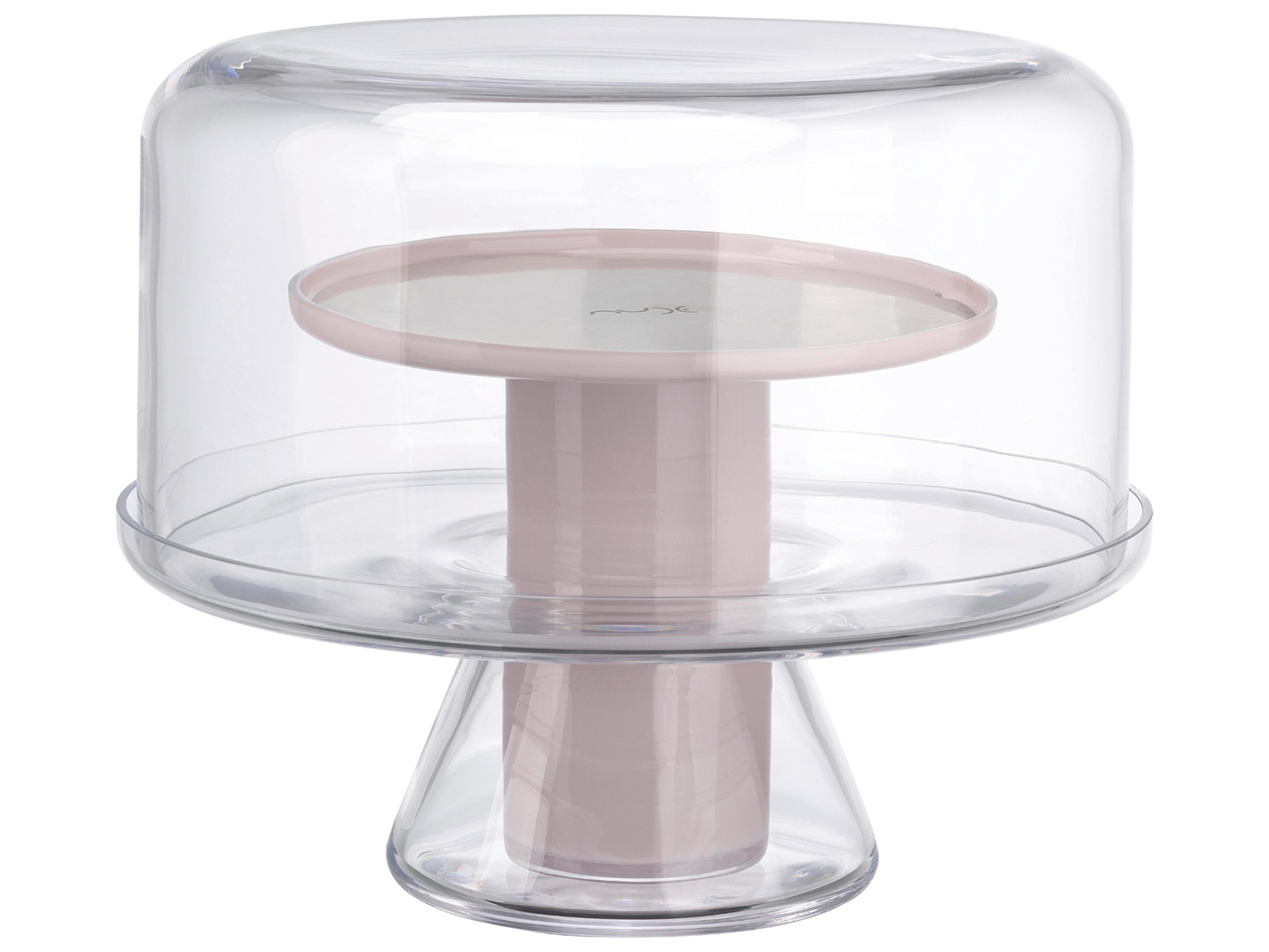 NUDE Bloom Clear Opal Pink Cake Stand with Dome