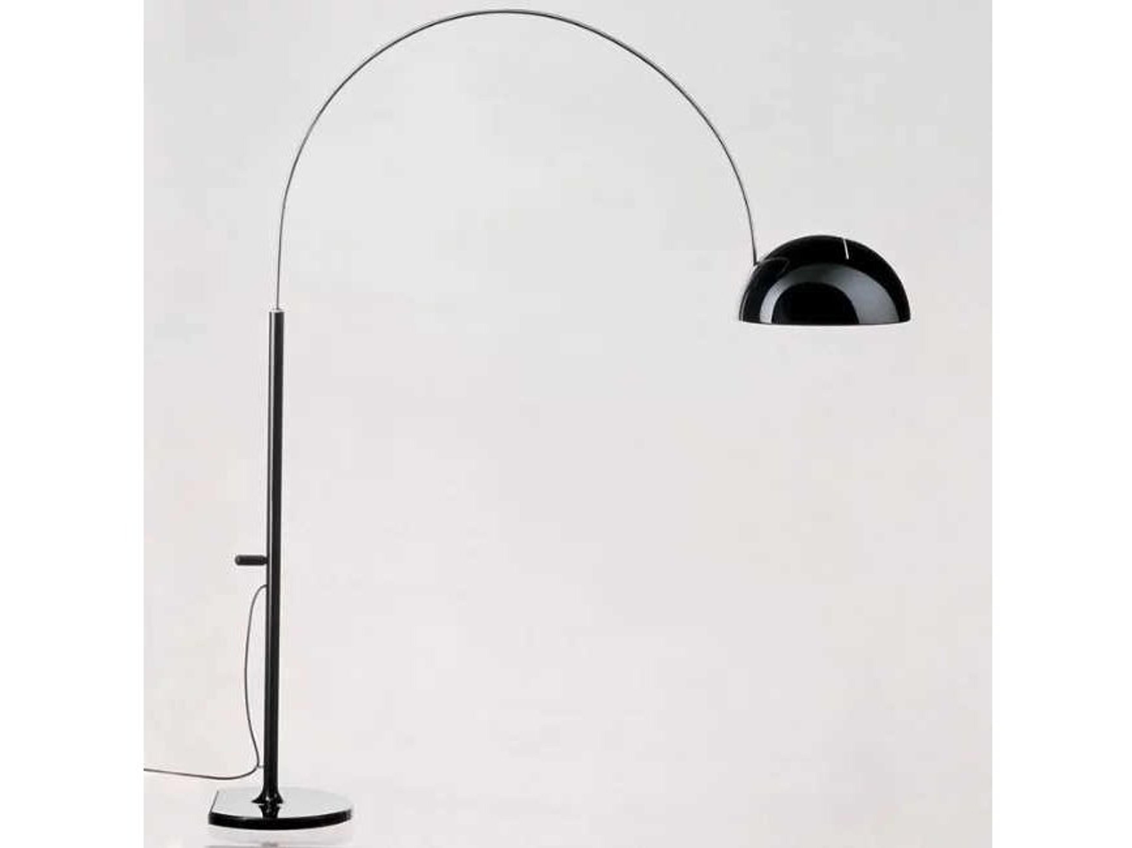 Oluce Coupe Lacquered Black Chrome Floor Lamp