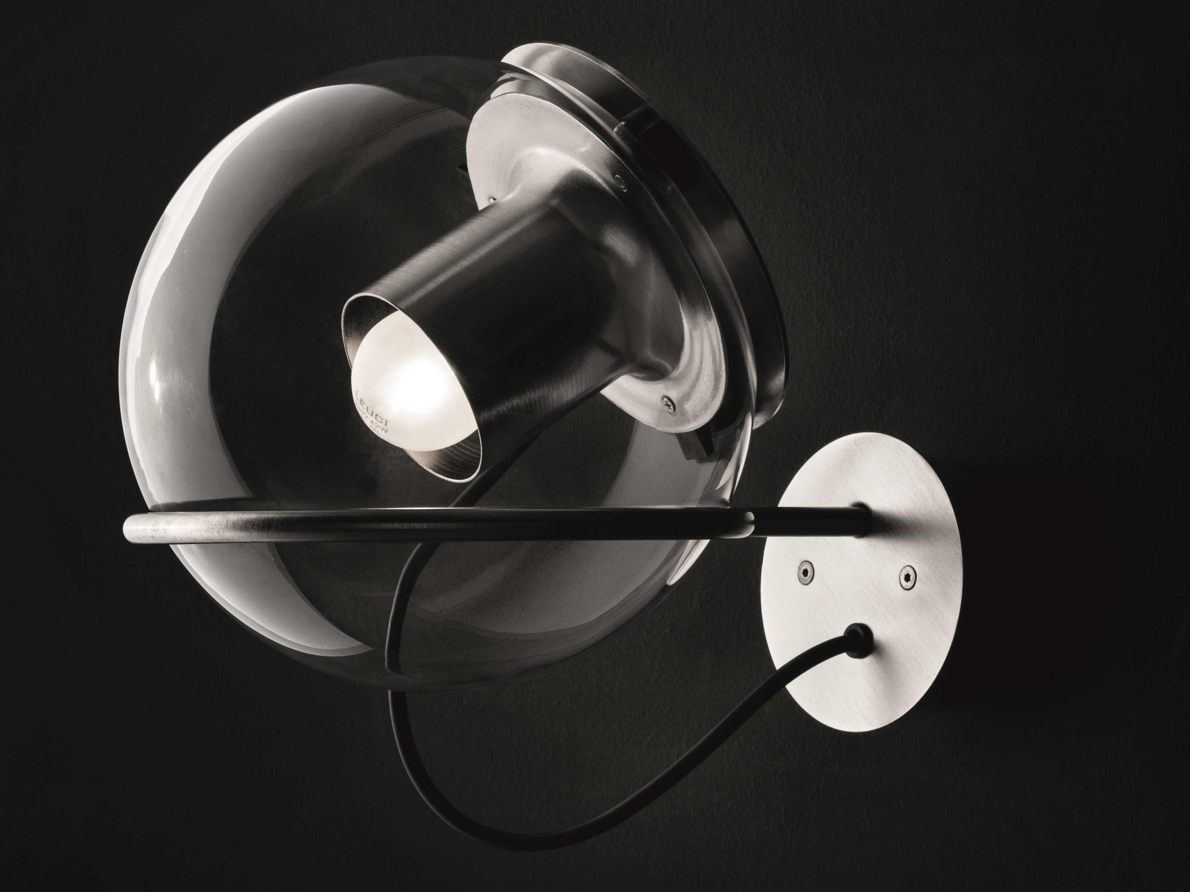 Oluce The Globe 1-Light Nickel Glass Wall Sconce