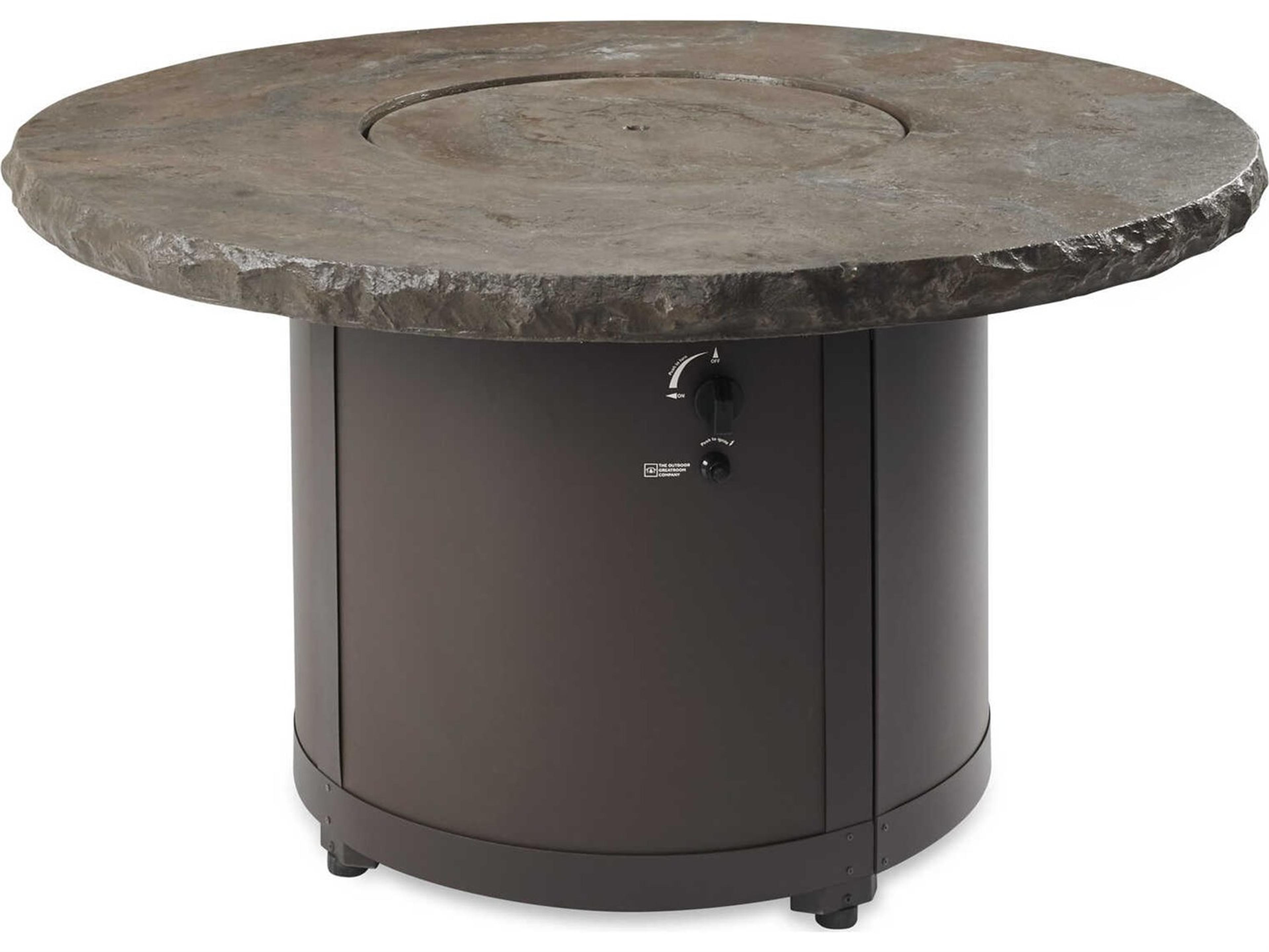 Outdoor Greatroom Noche Beacon Aluminum Brown Round Chat Height Fire Pit Table