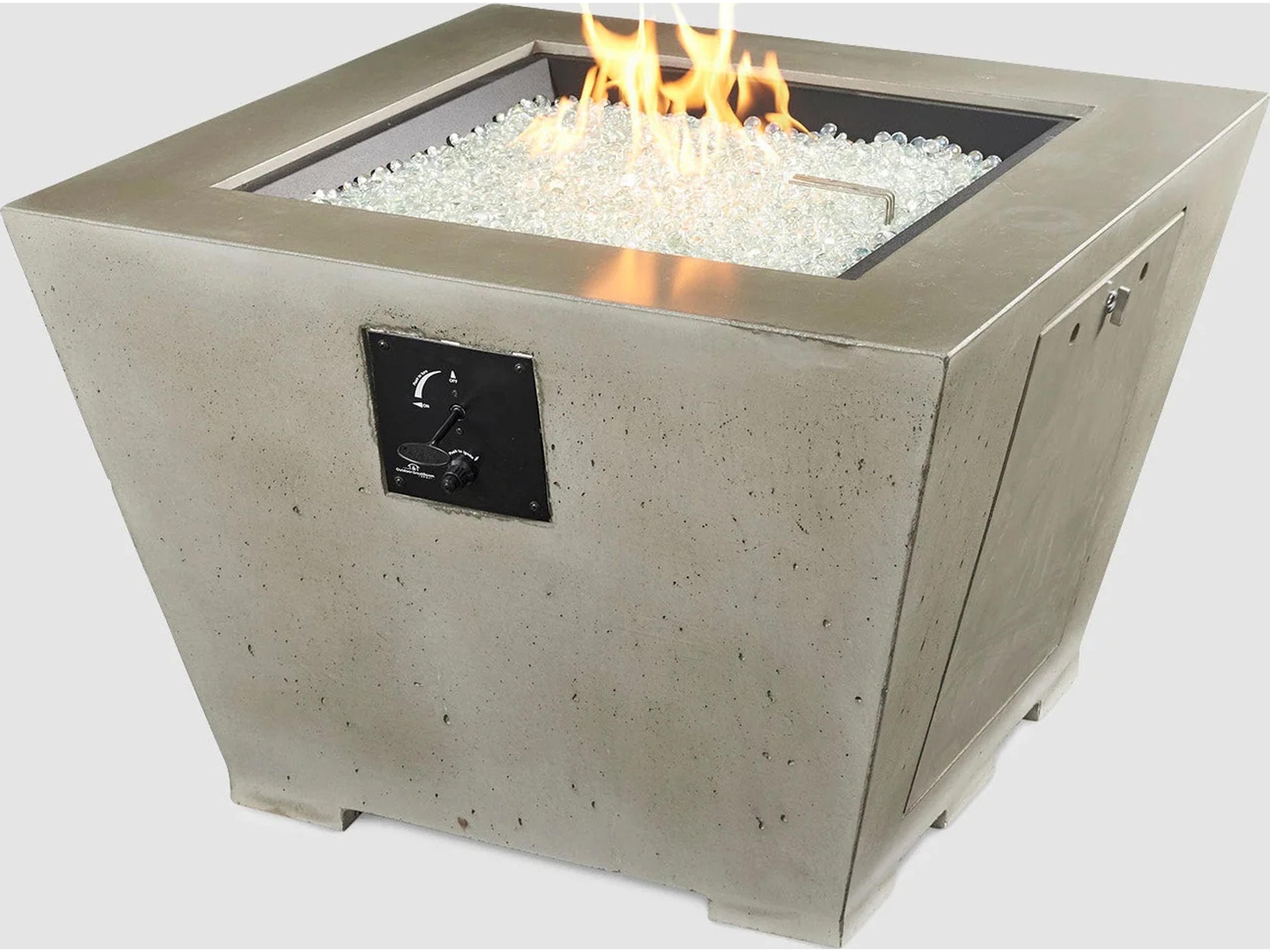 Cove Super Cast Concrete Natural Grey Square Gas Fire Pit Bowl with Direct Spark Ignition NG