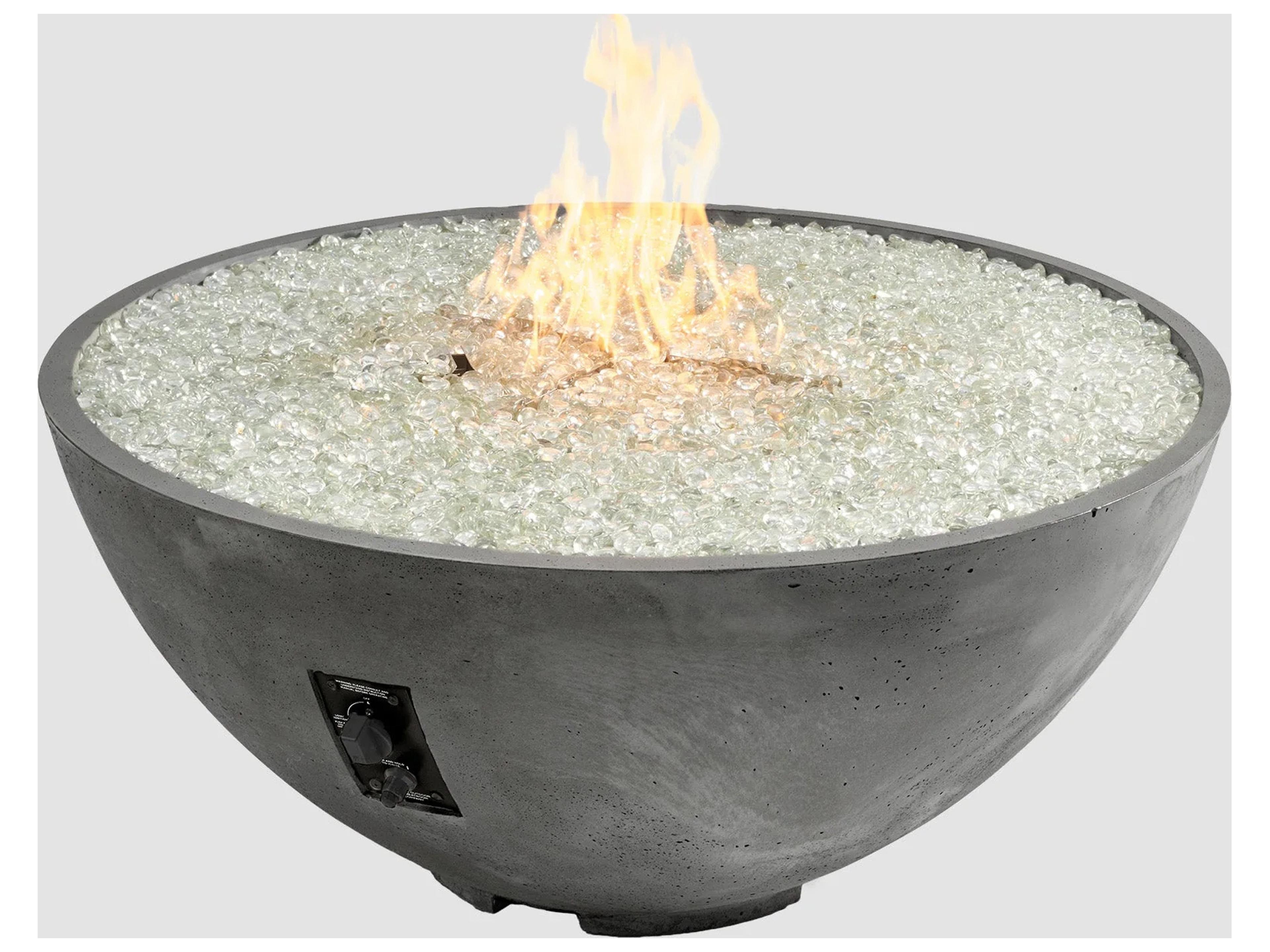 Outdoor Greatroom Cove Edge Concrete Midnight Mist Round Gas Fire Pit Bowl with Direct Spark Ignition NG