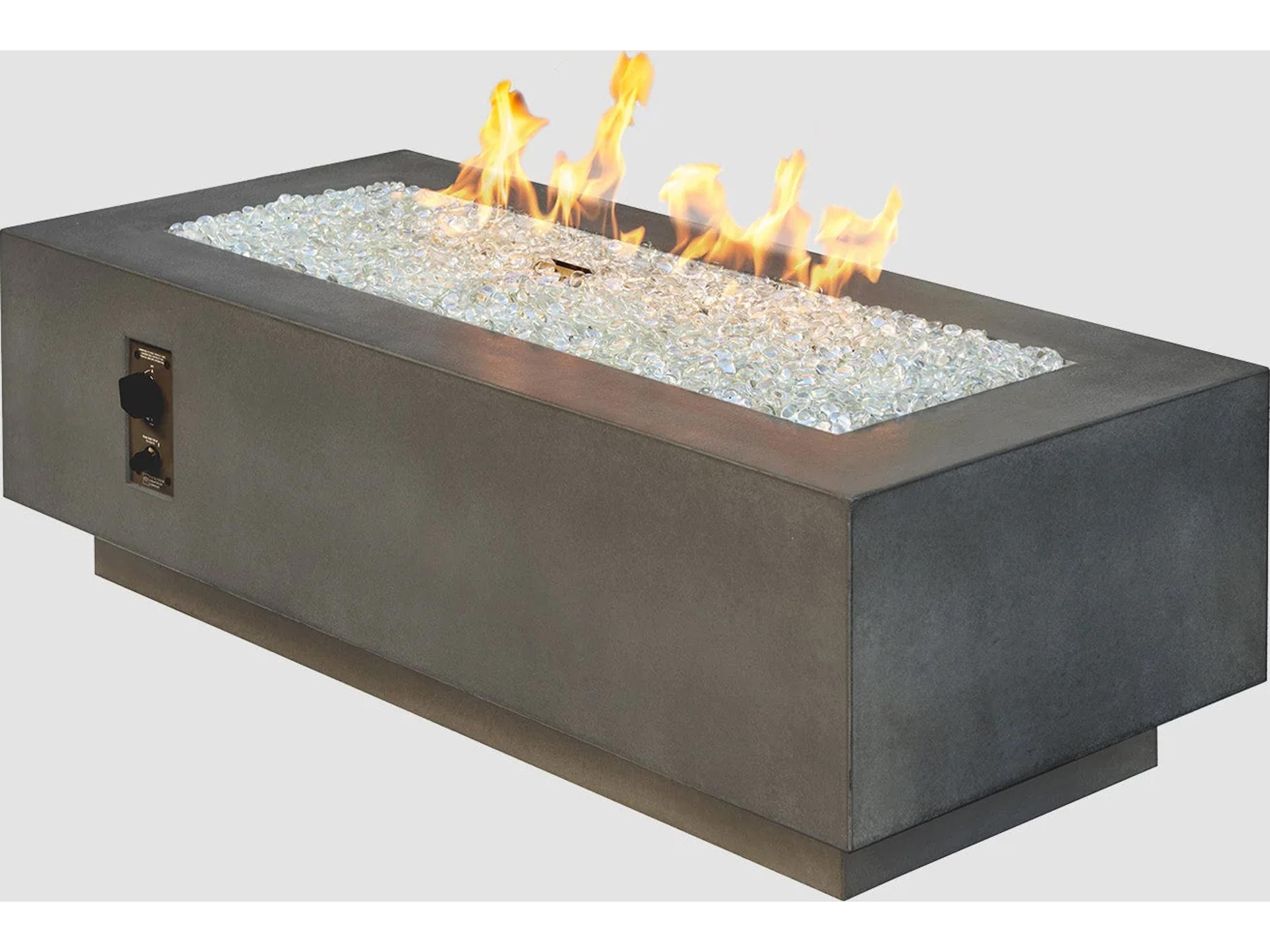 Outdoor Greatroom Cove Supercast Concrete Midnight Mist Rectangular Linear Gas Fire Pit Table with Direct Spark Ignition NG