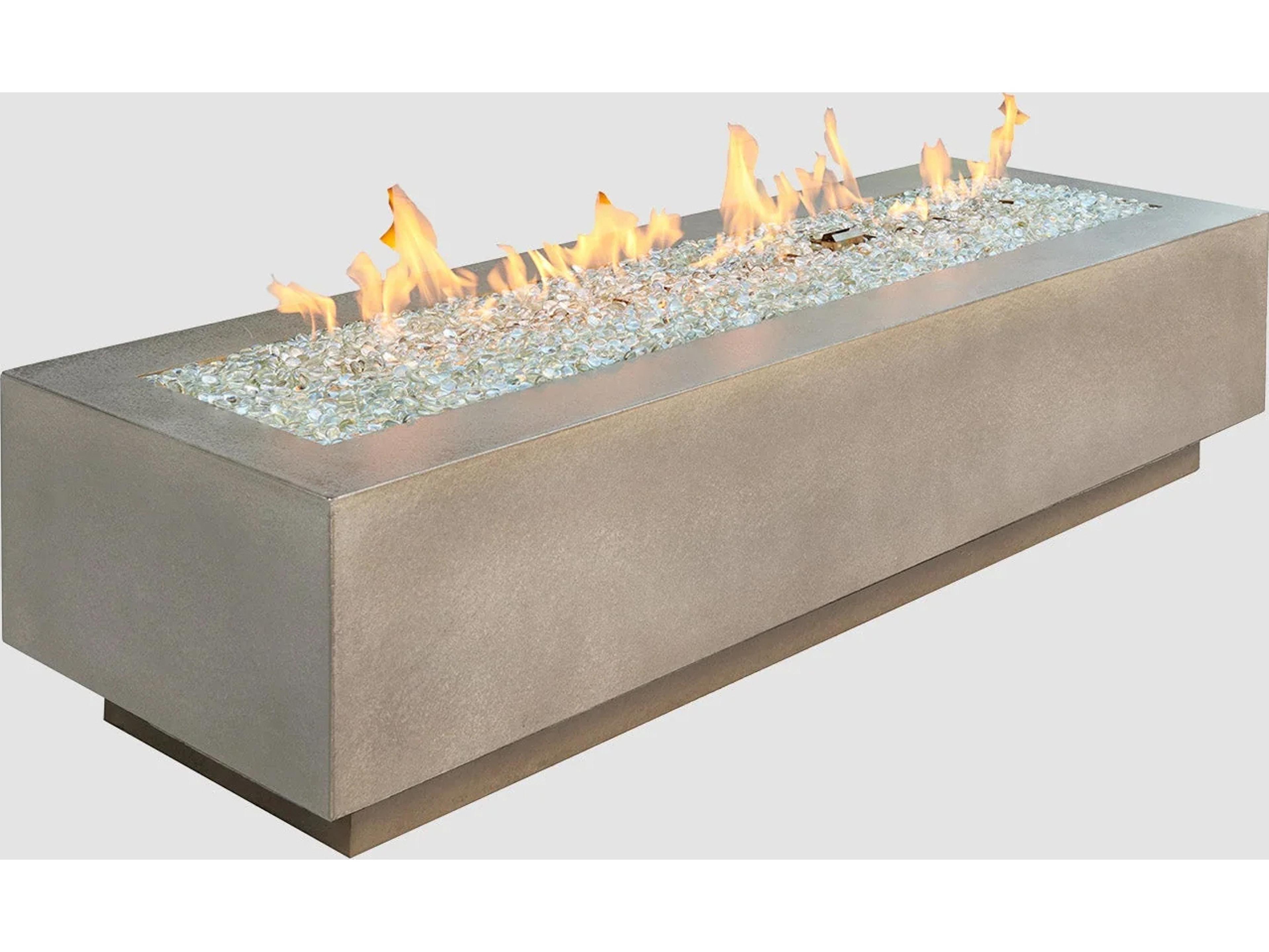 Outdoor Greatroom Cove Supercast Concrete Natural Grey Rectangular Linear Gas Fire Pit Table with Direct Spark Ignition NG