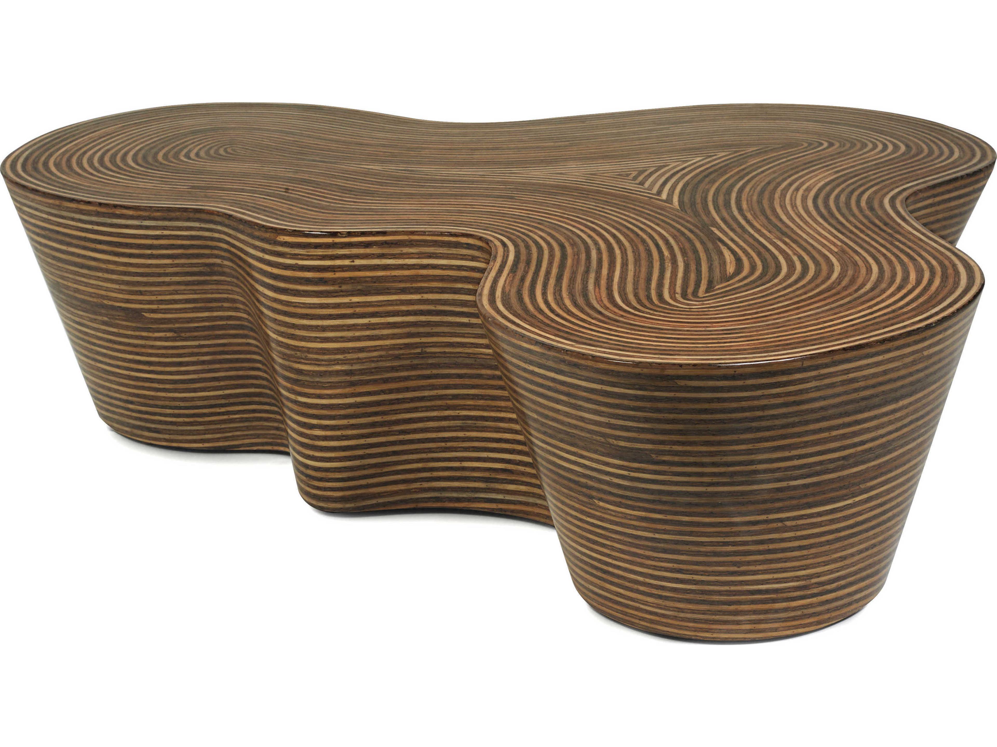 Oggetti Orgo Wood Rattan Strips Coffee Table