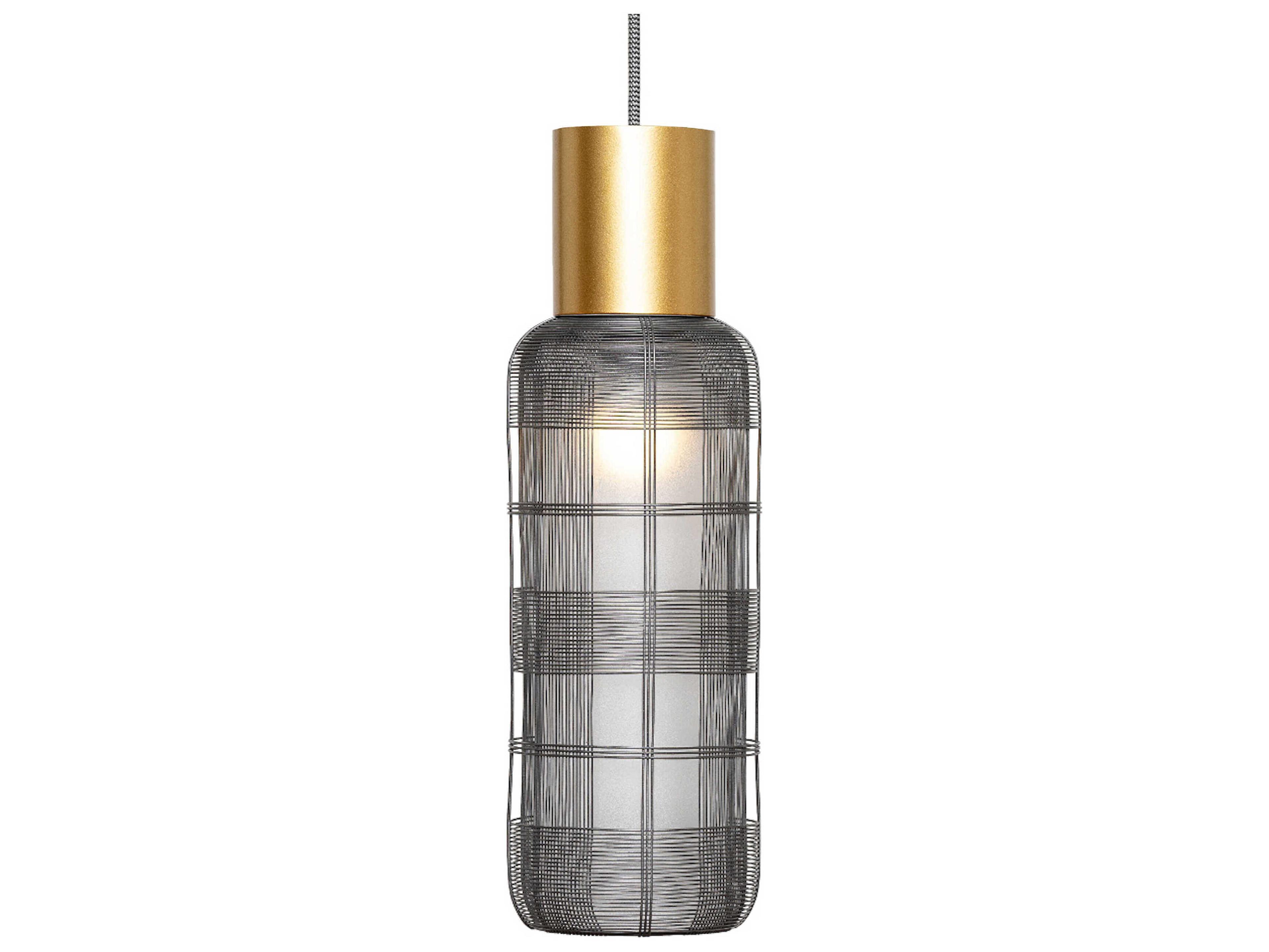 Oggetti Schema 1-Light Dark Grey Gold Cylinder Mini Pendant