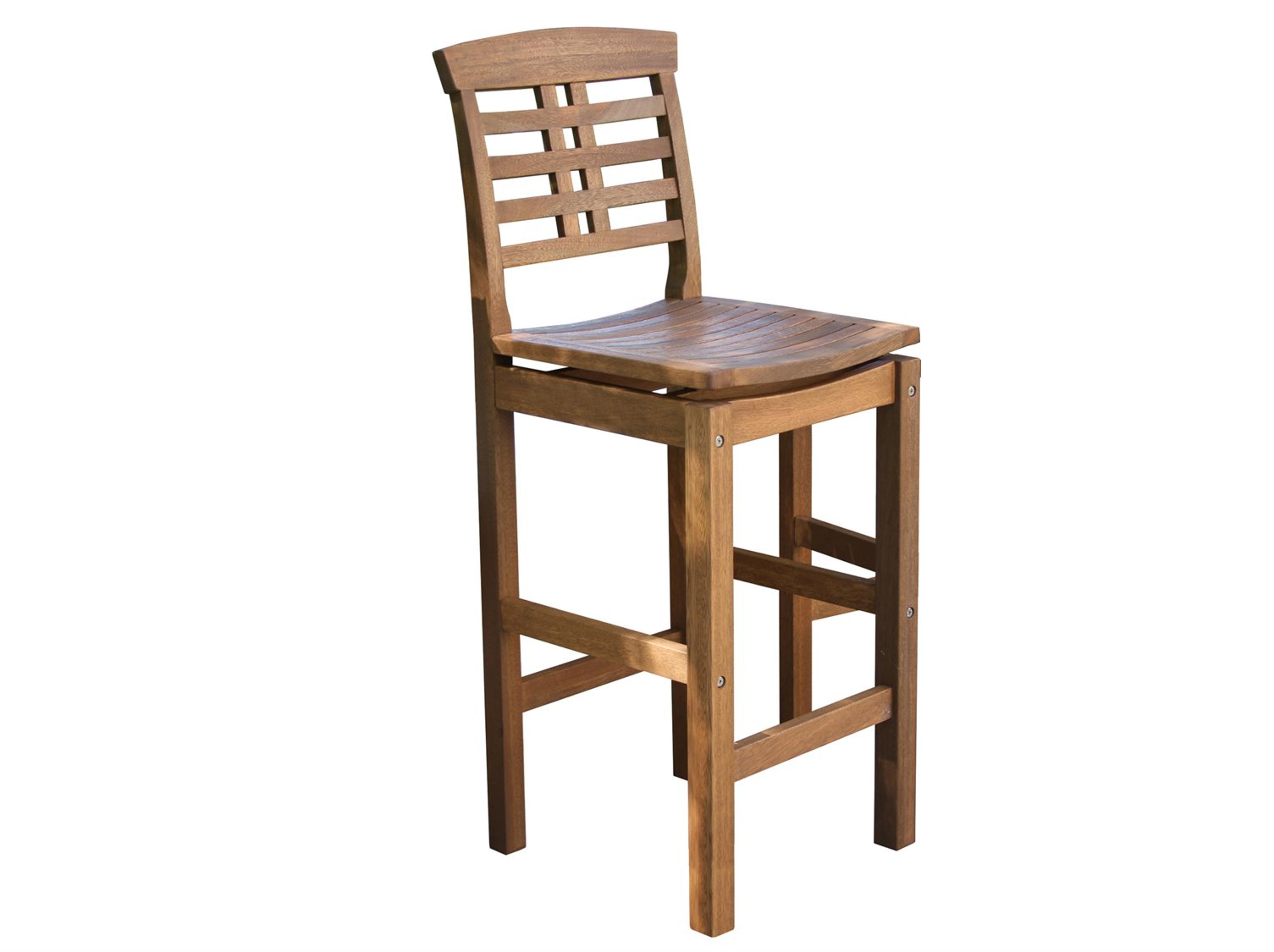 Outdoor Interiors Eucalytpus Bar Chair w Backrest