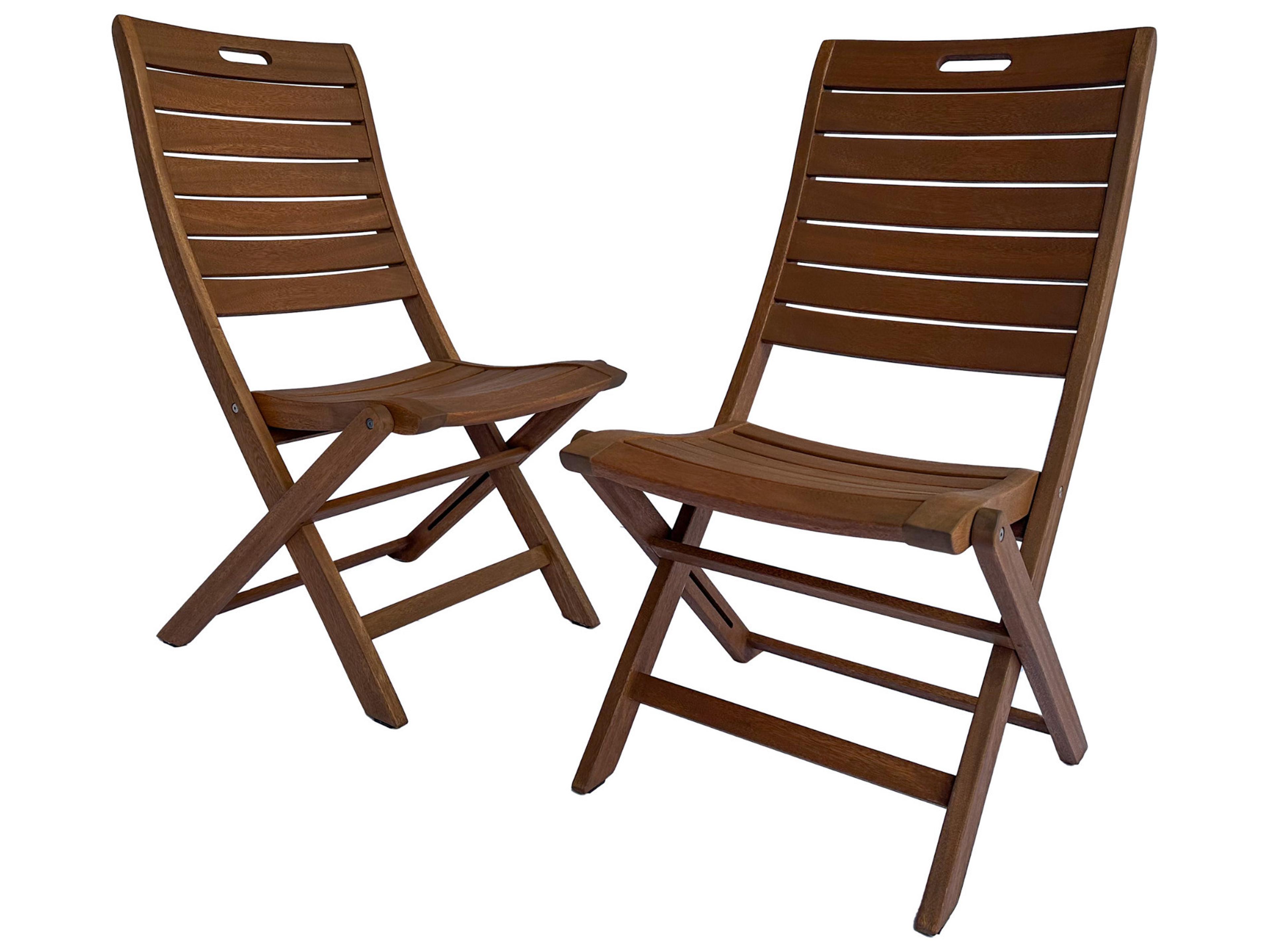 Outdoor Interiors Eucalyptus Folding Armless Chair (Price Includes Two)
