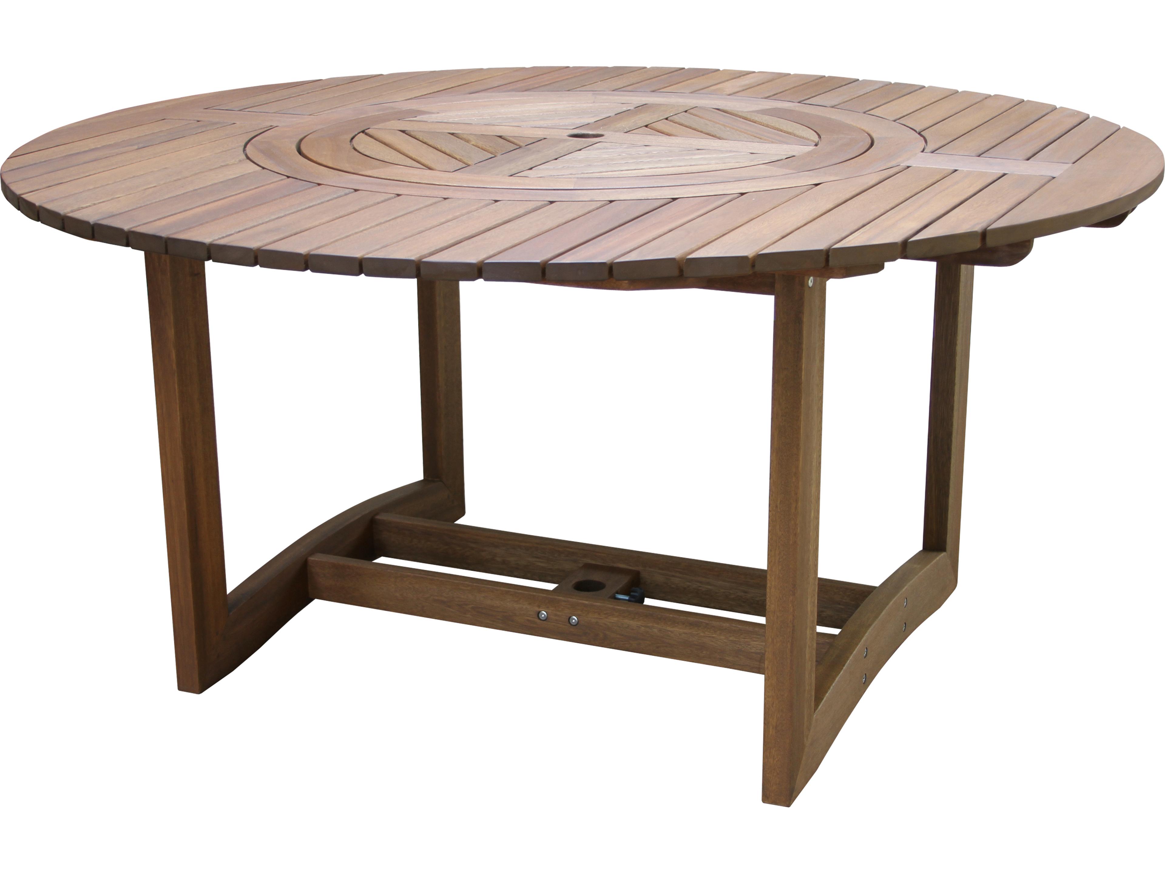 Outdoor Interiors Eucalyptus Lazy Susan Lrg. Round Dining Table, 60" Dia.