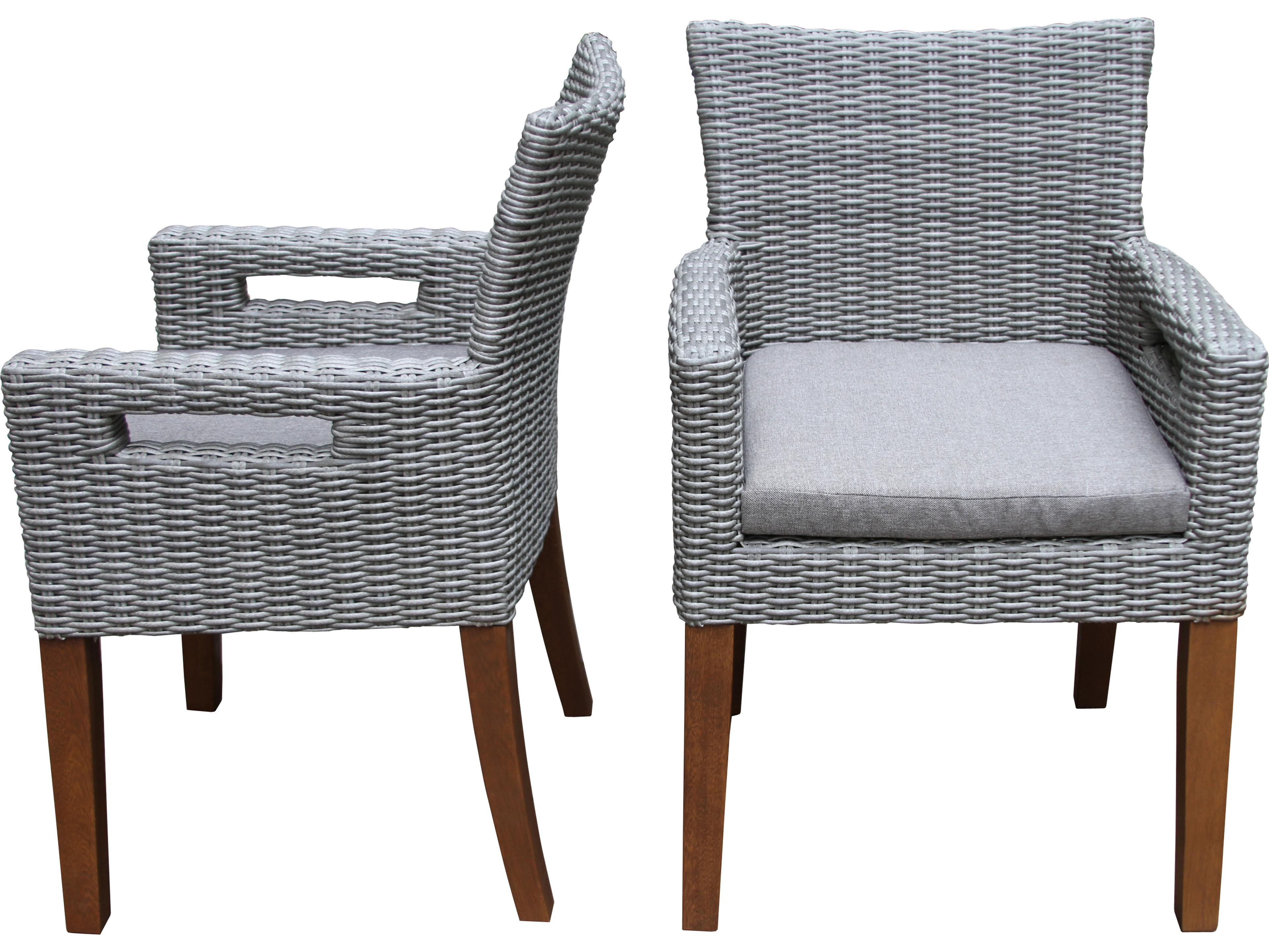 Outdoor Interiors Eucalyptus & Light Grey Wicker Armchair w Handles (Price Includes Two)