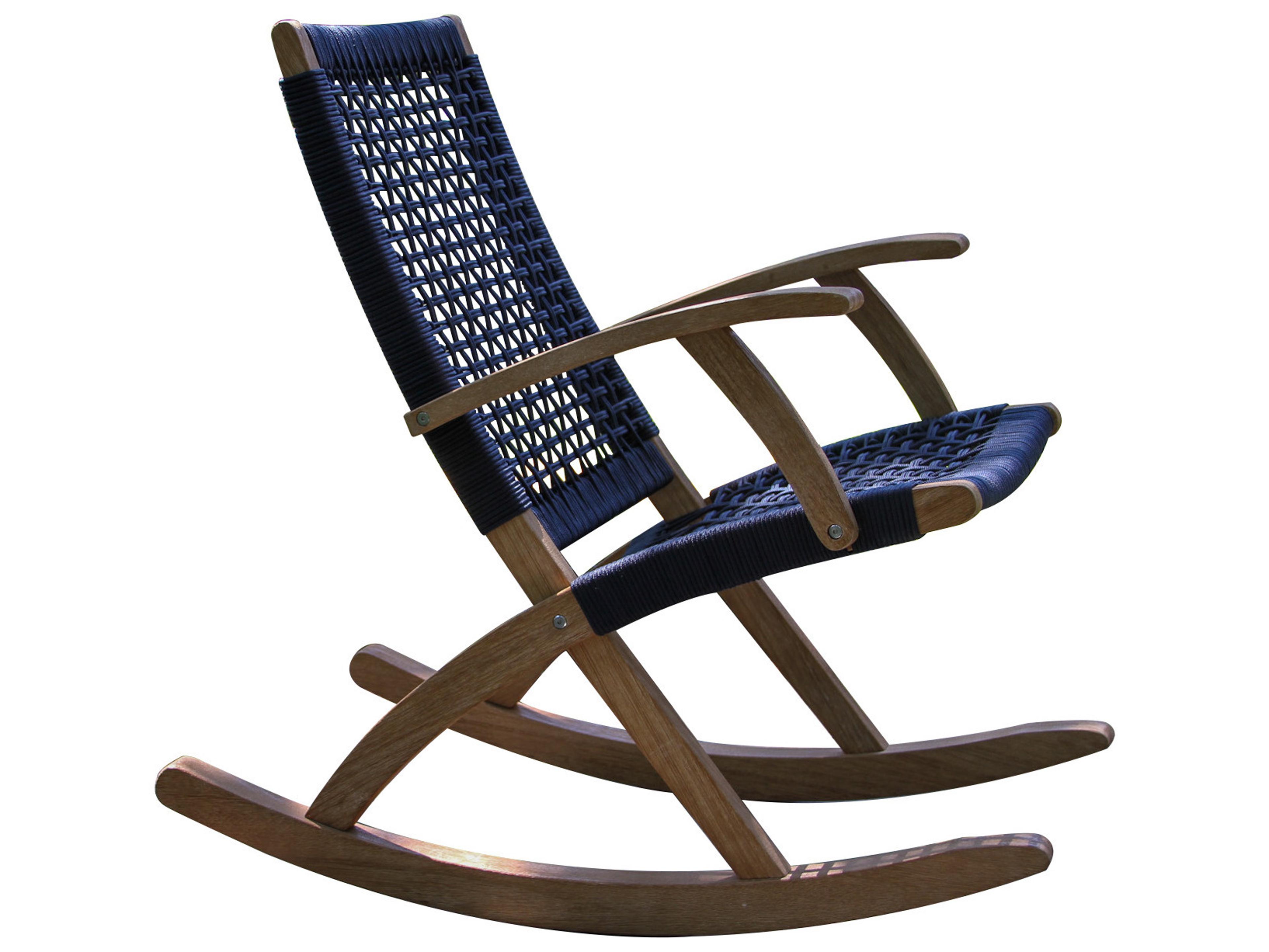 Outdoor Interiors Antique Wash Eucalyptus & Blue Rope Modern Rocking Chair