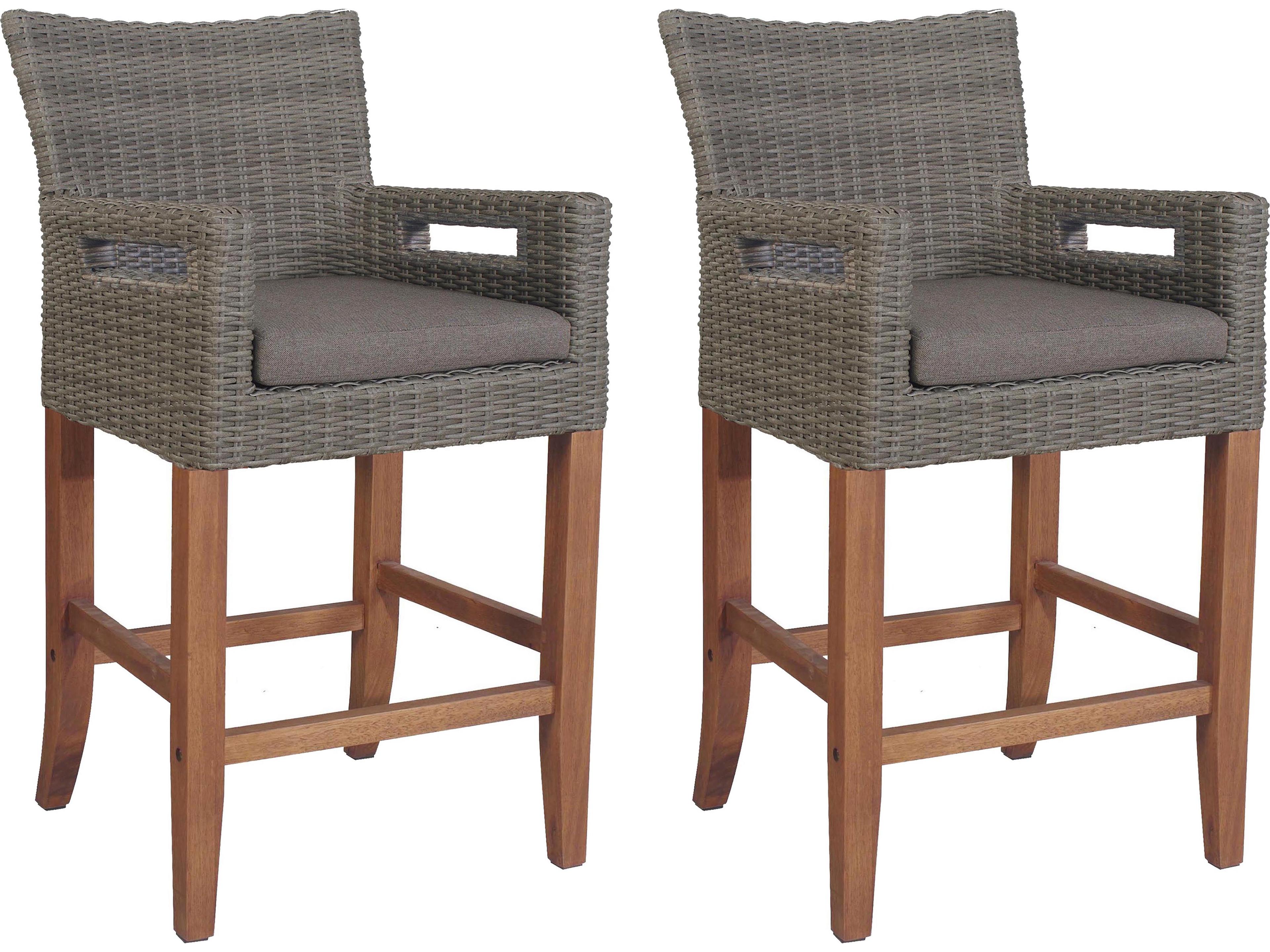 Outdoor Interiors Eucalyptus Counter Height Wicker Armchairs (Price Includes Two)