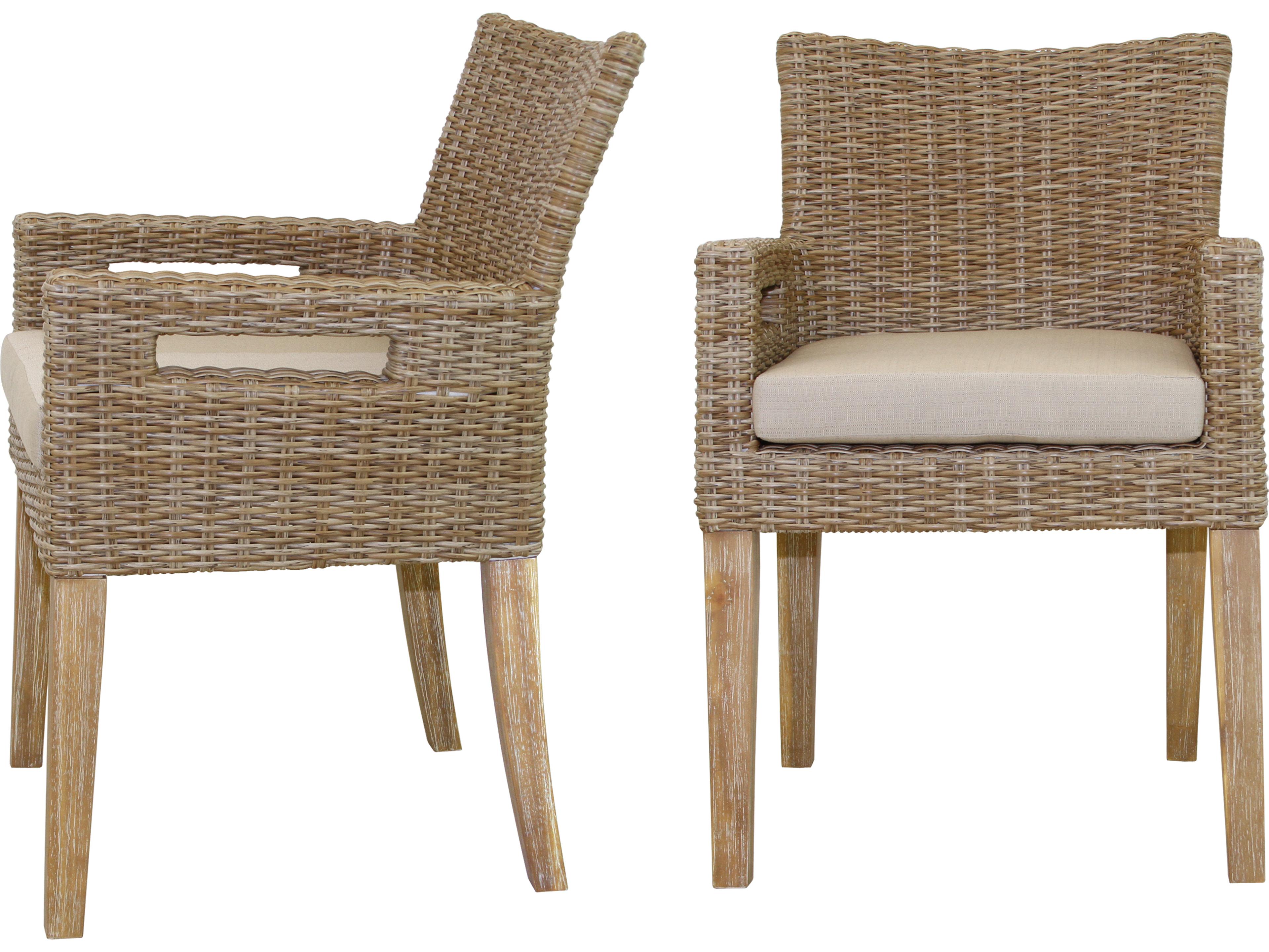 Outdoor Interiors Antique Wash Eucalyptus & Wheat Wicker Dining Chair (Price Includes Two)