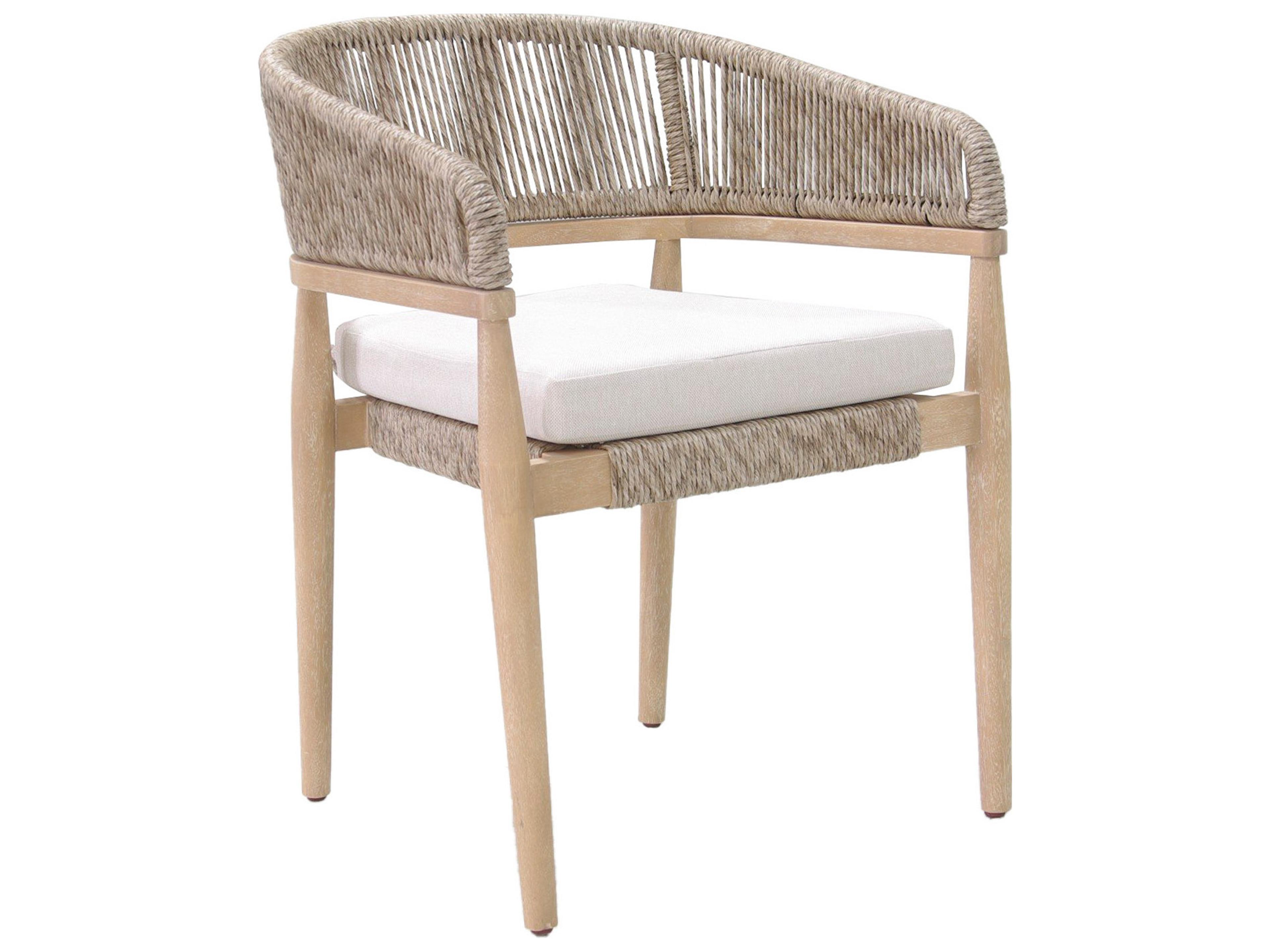 Outdoor Interiors Antique Wash Eucalyptus & Beige Cable Wicker Stacking Dining Chair (Price Includes Two)