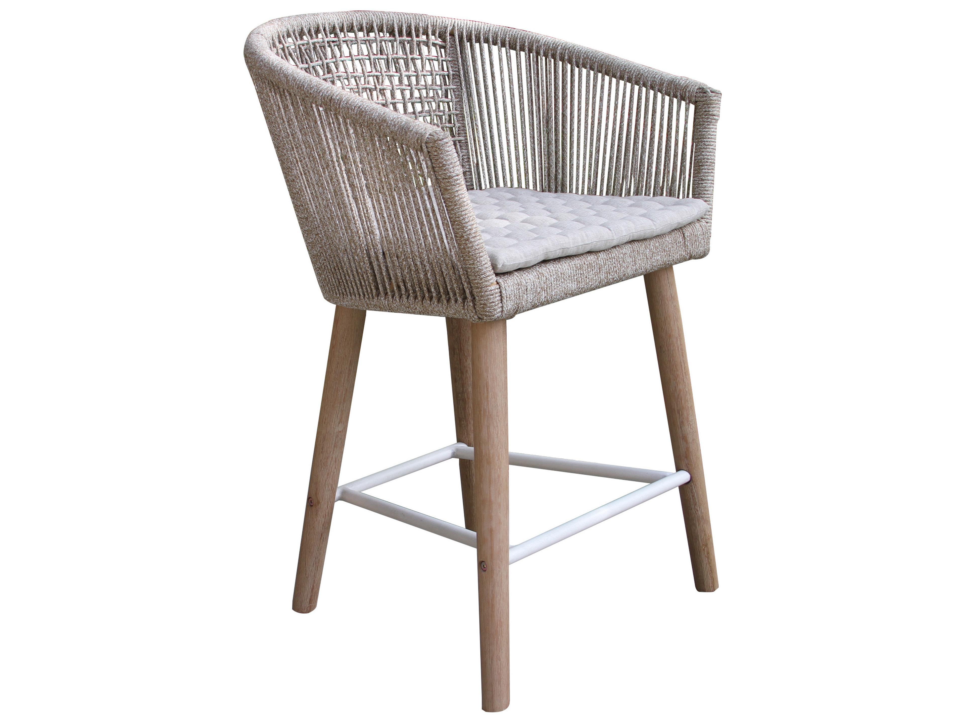 Outdoor Interiors Antique Wash Eucalyptus & Wheat Rope Counter Chairs (Price Includes Two)