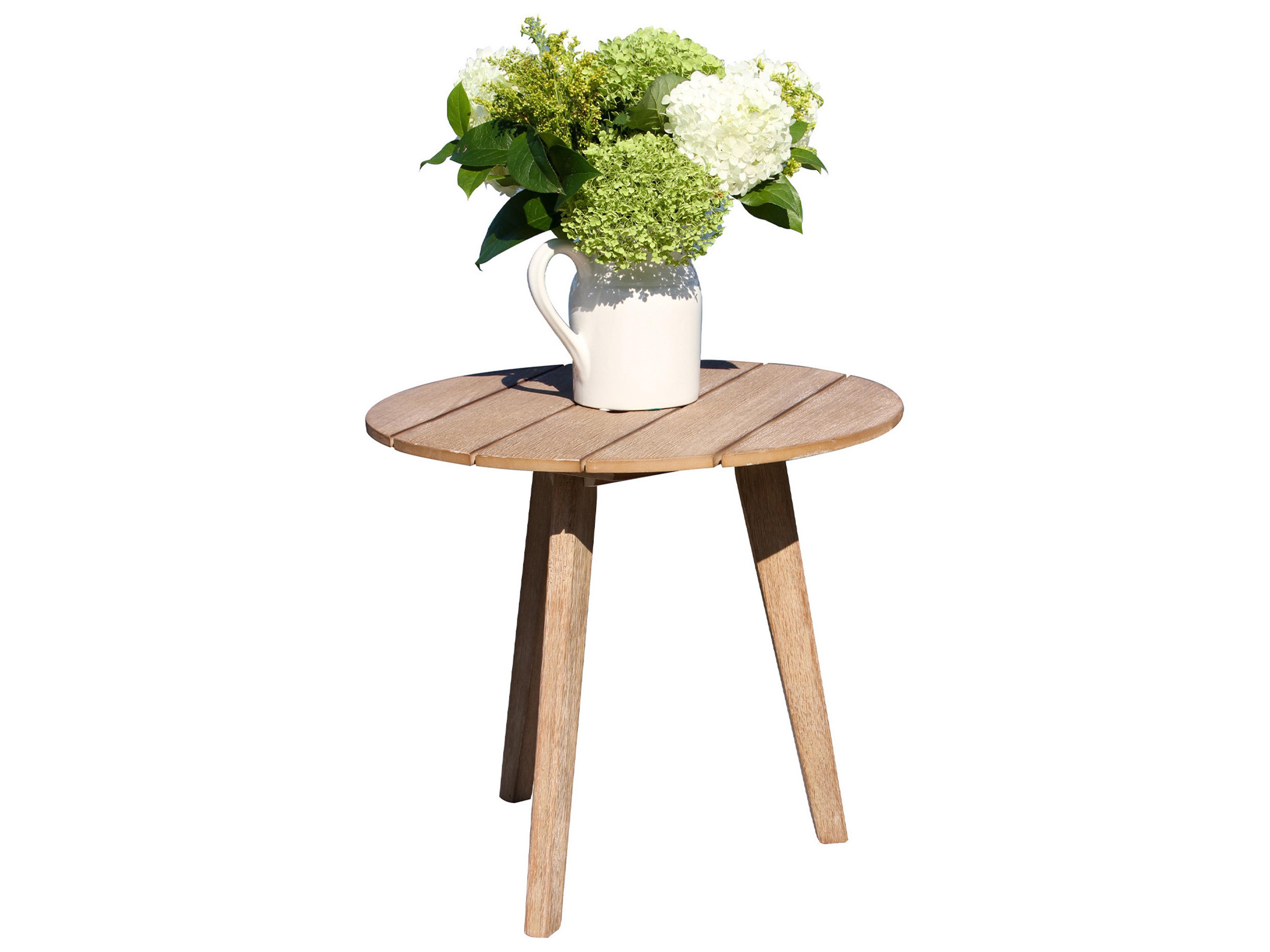 Outdoor Interiors Antique Wash Eucalyptus Accent Table, 20" Dia.