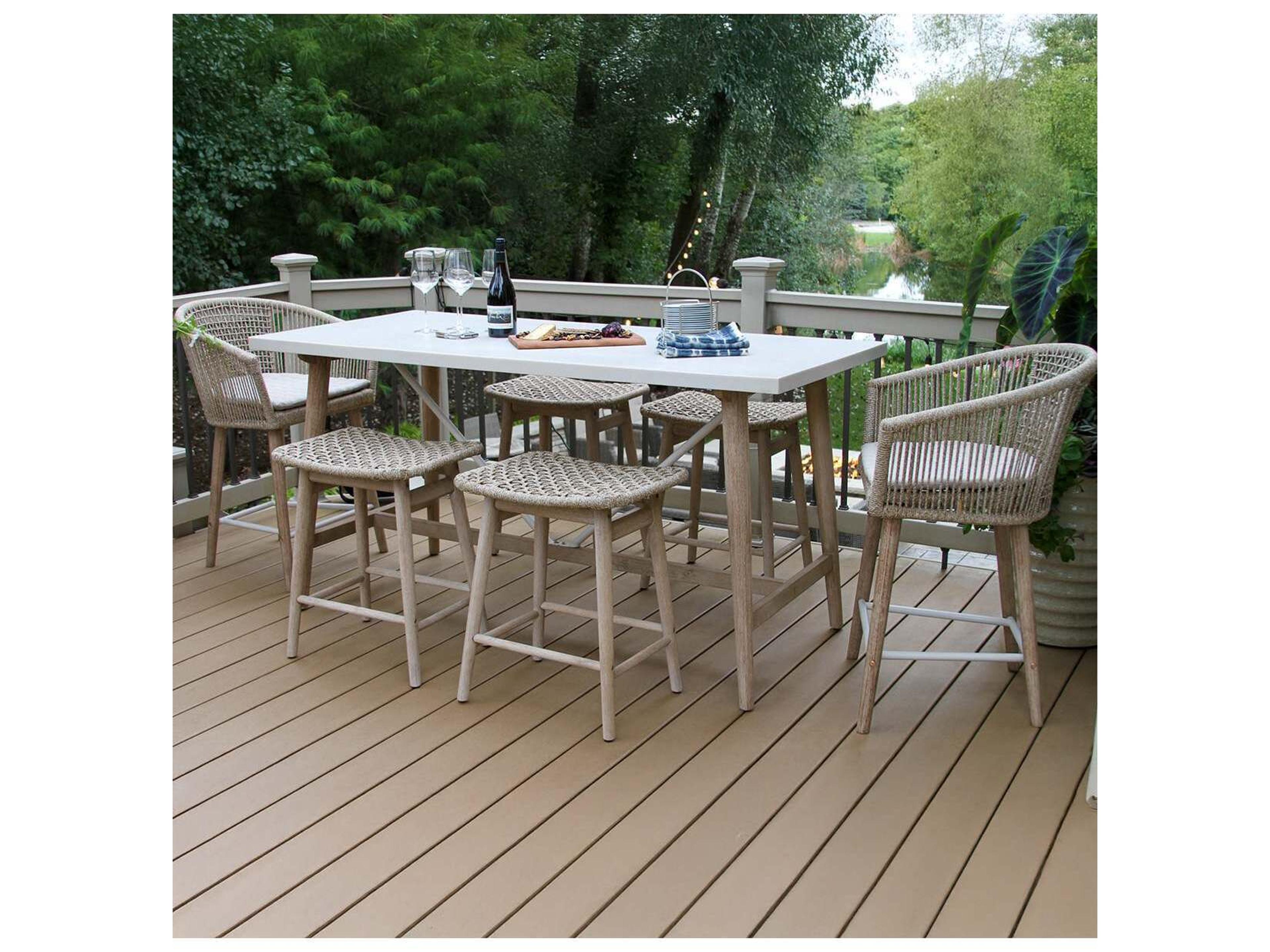 Outdoor Interiors Antique Wash Wood Counter Patio Dining Set