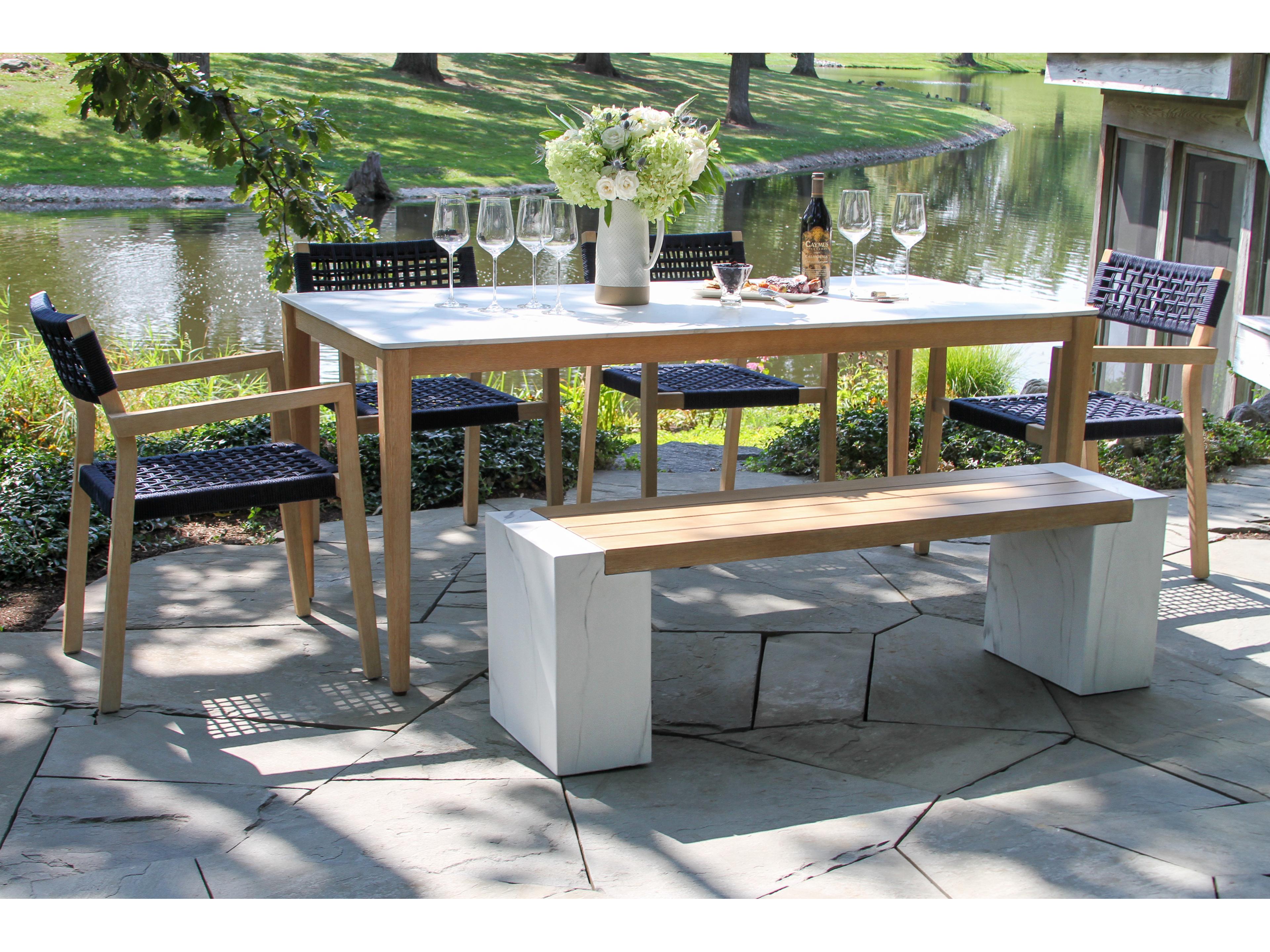 Outdoor Interiors Antique Wash Wood Patio Dining Set