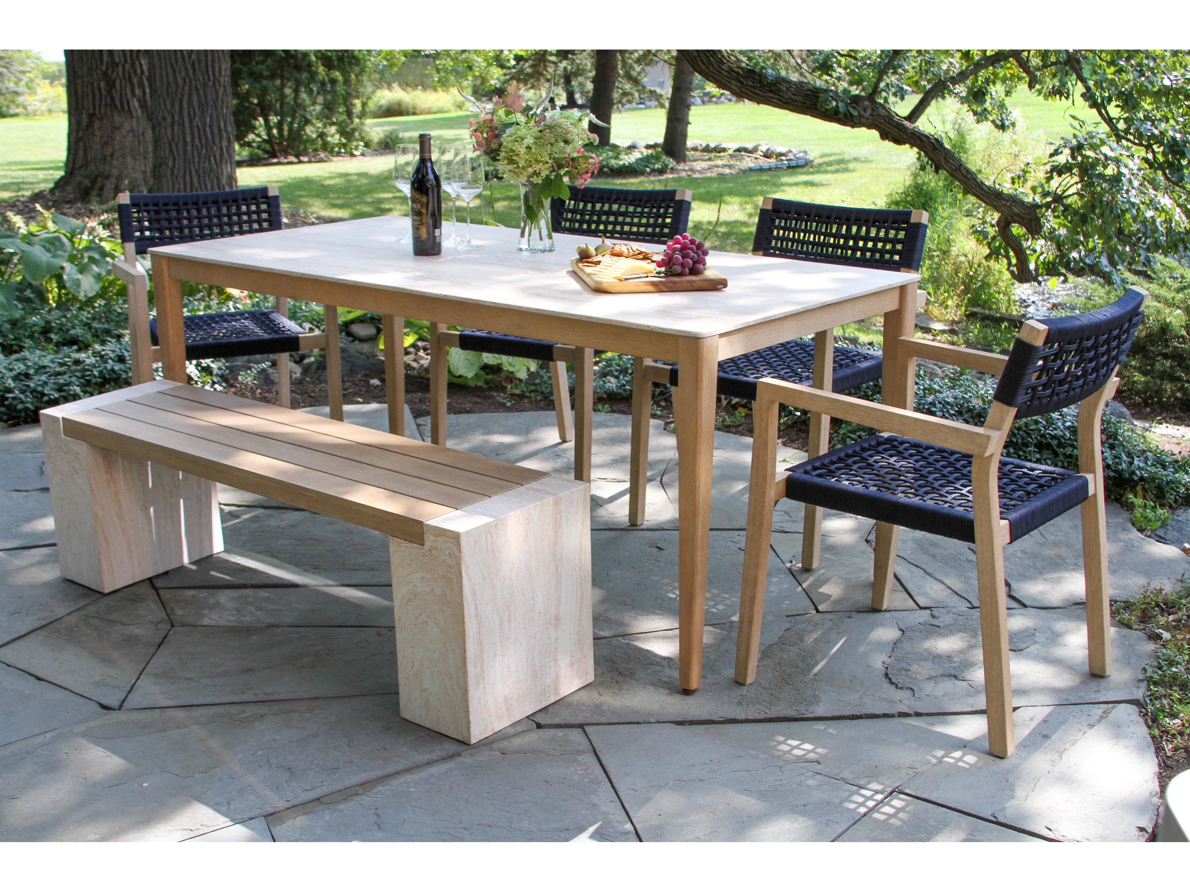 Outdoor Interiors Antique Wash Wood Patio Dining Set