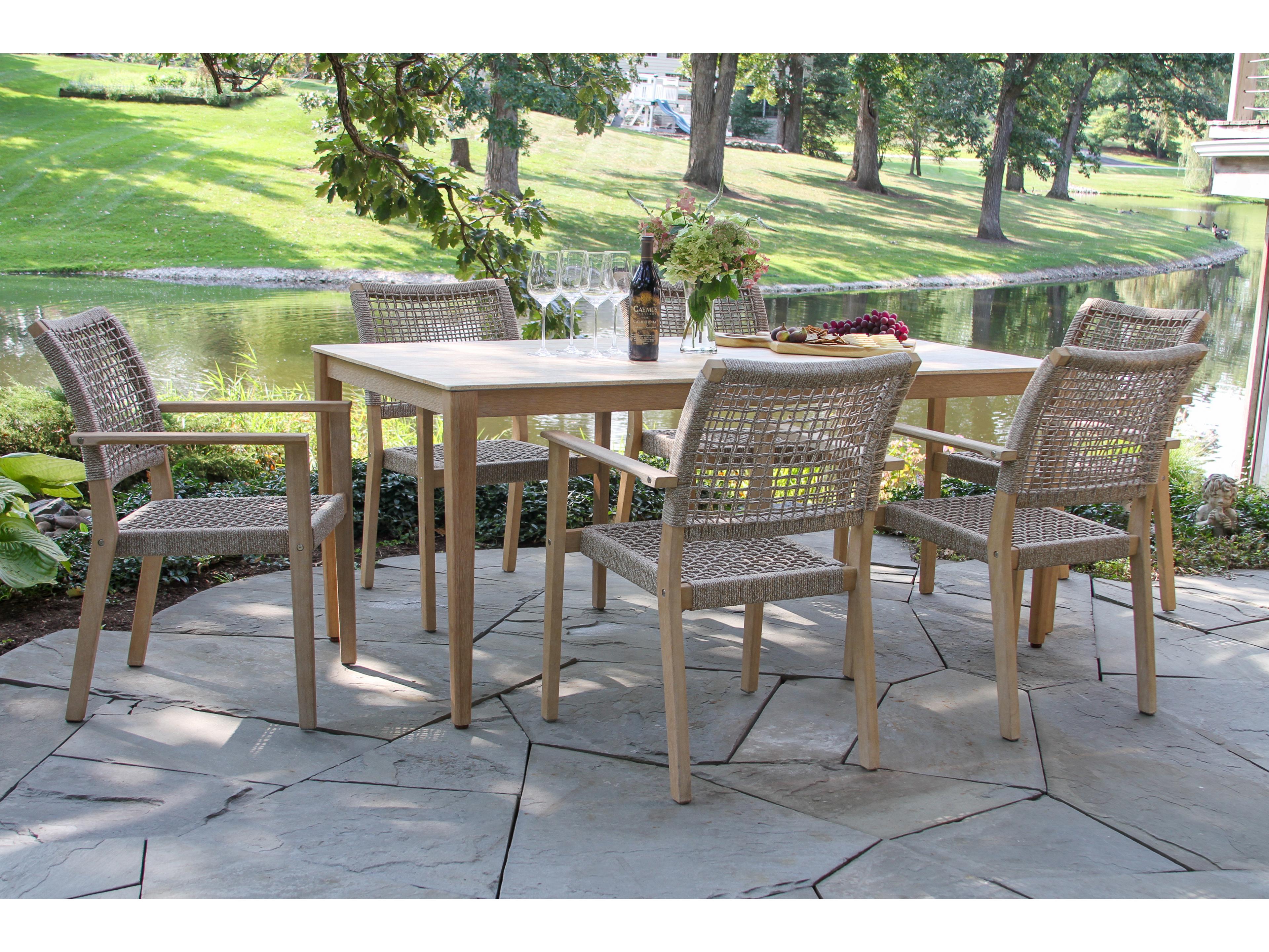 Outdoor Interiors Antique Wash Wood Patio Dining Set