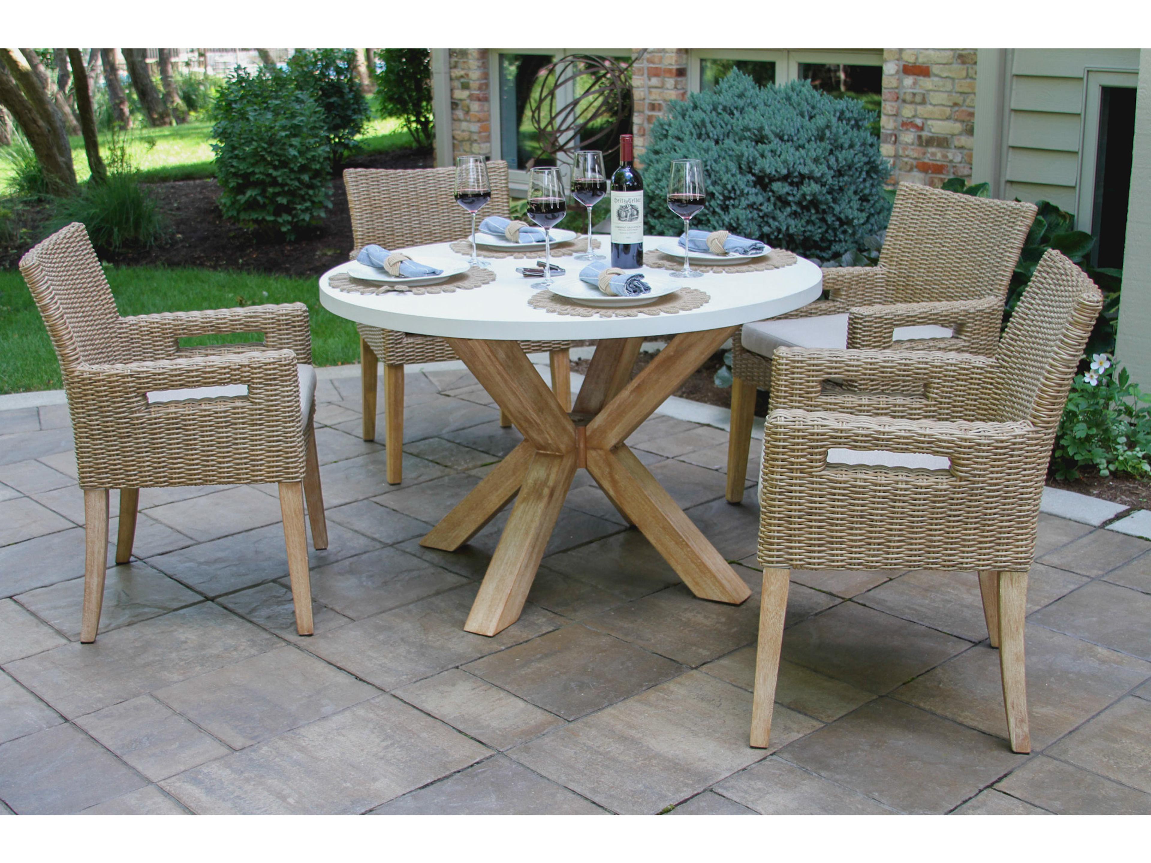 Outdoor Interiors Antique Wash Wood Patio Dining Set
