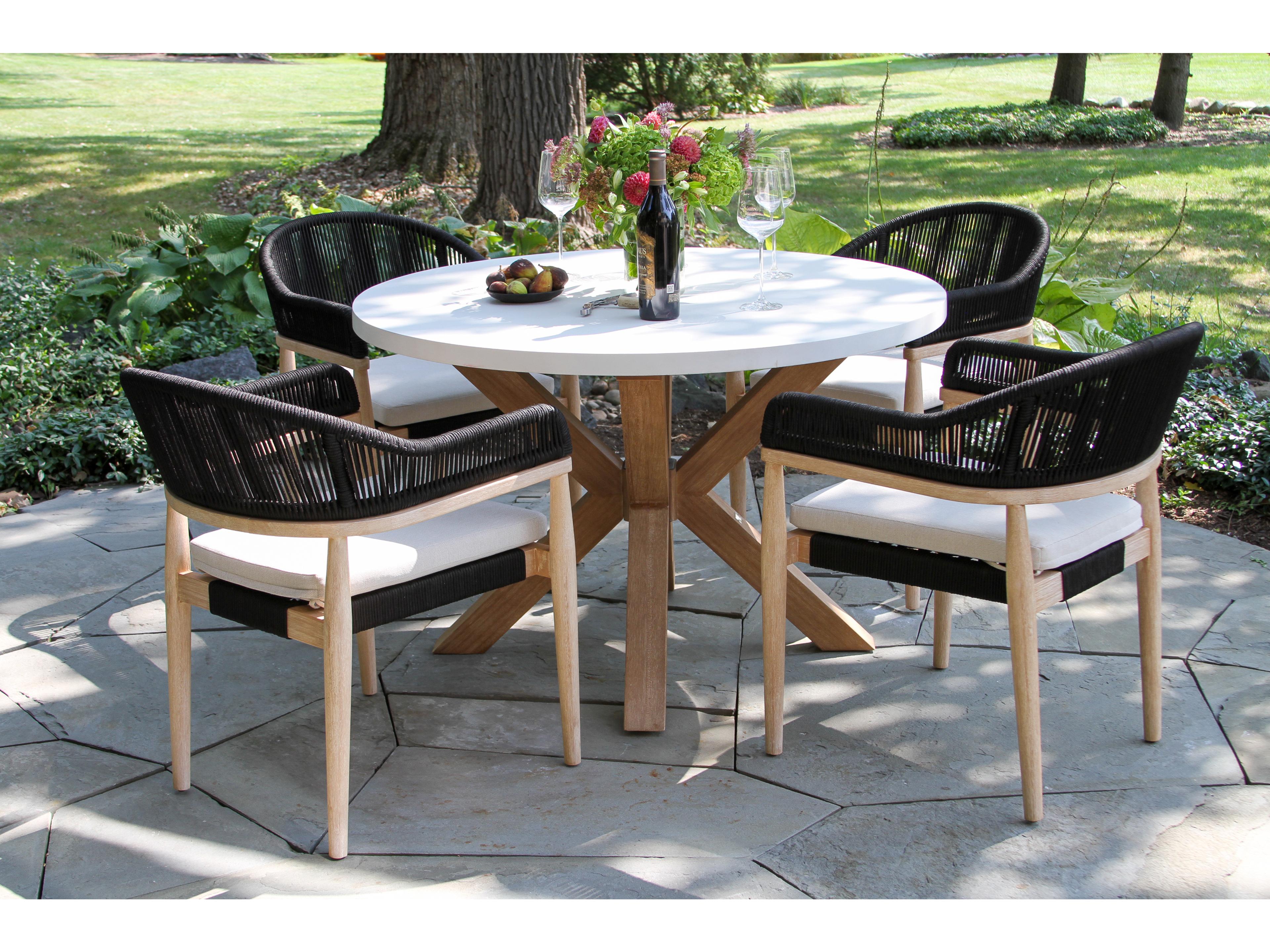 Outdoor Interiors Antique Wash Wood Patio Dining Set