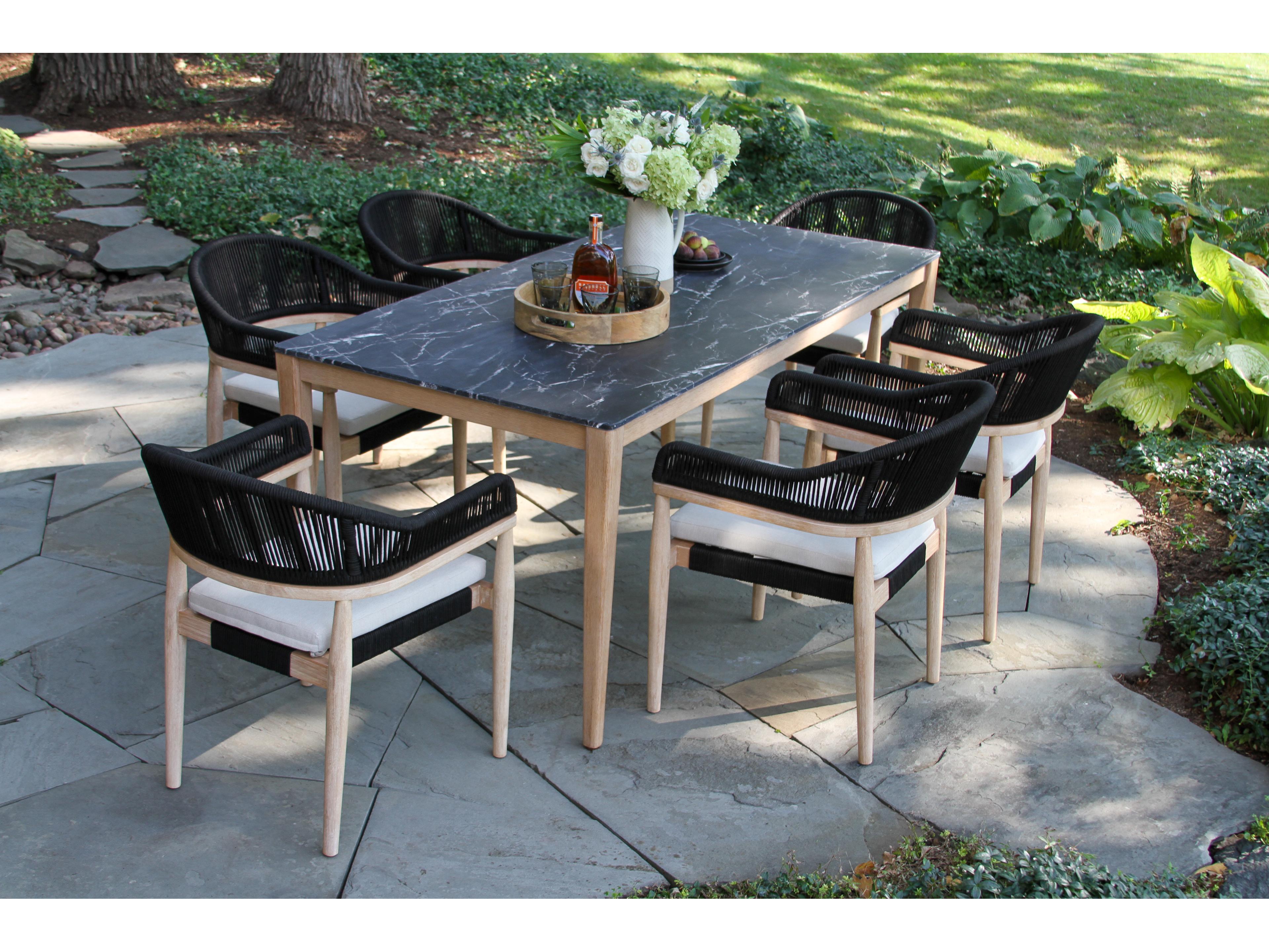 Outdoor Interiors Antique Wash Wood Patio Dining Set
