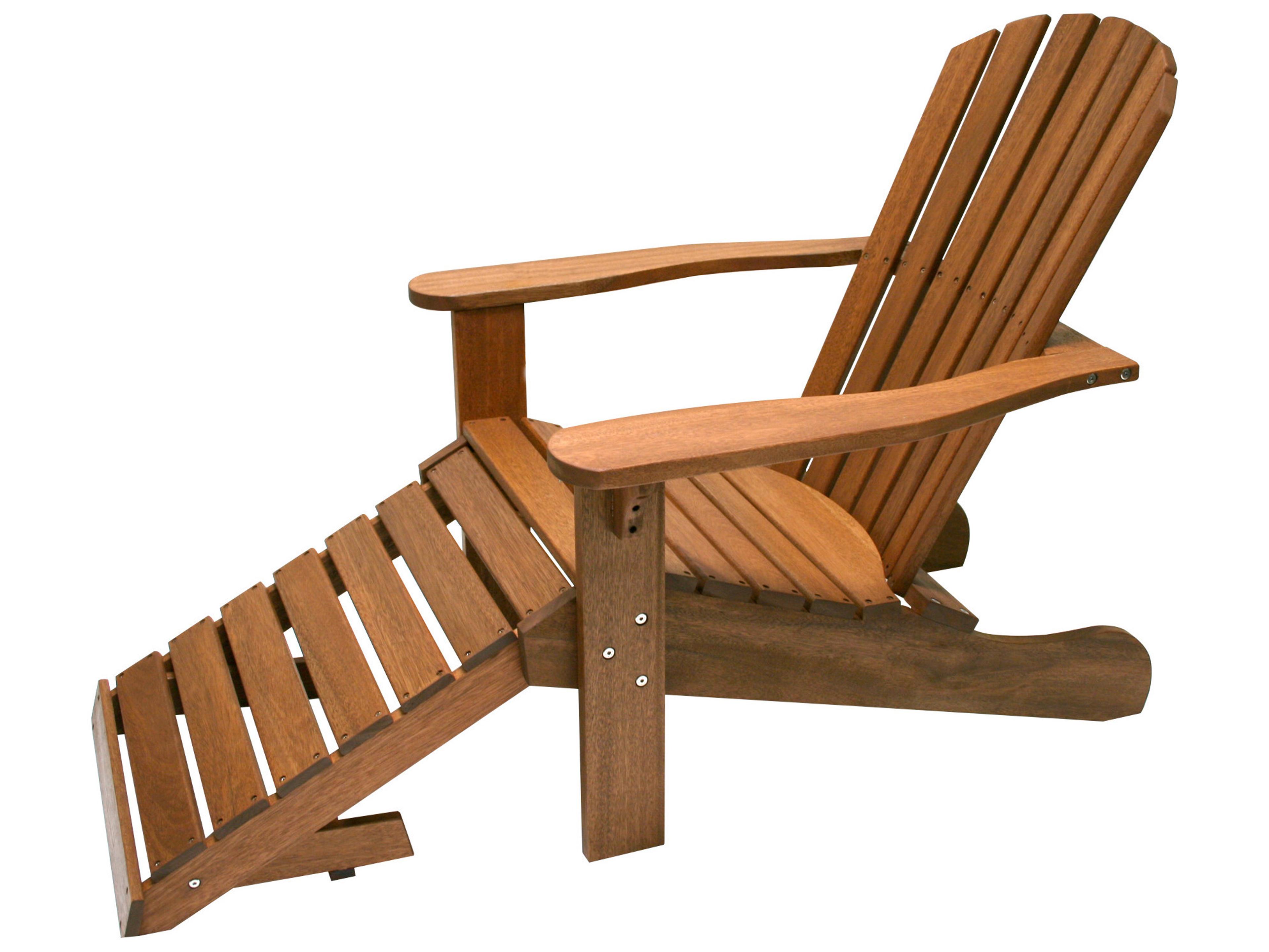Outdoor Interiors Eucalyptus Adirondack Chair with Built-In Ottoman