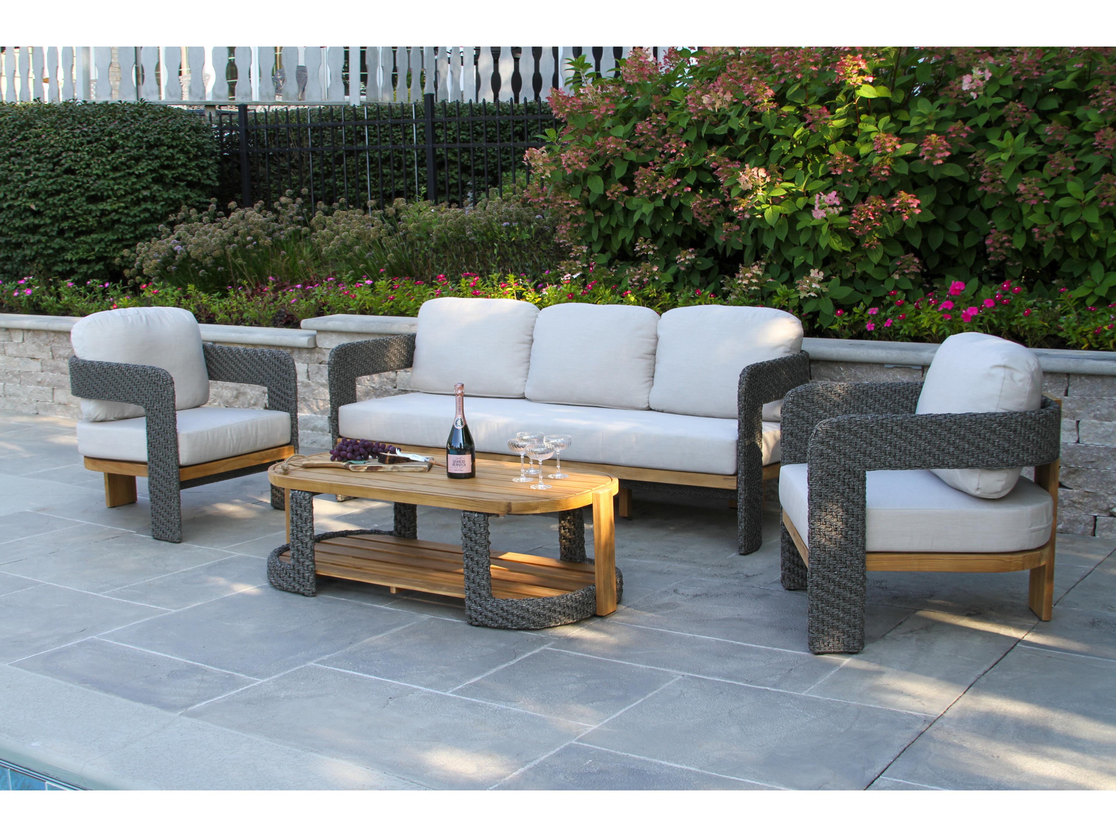Outdoor Interiors Estate Wood Conversation Patio Lounge Set